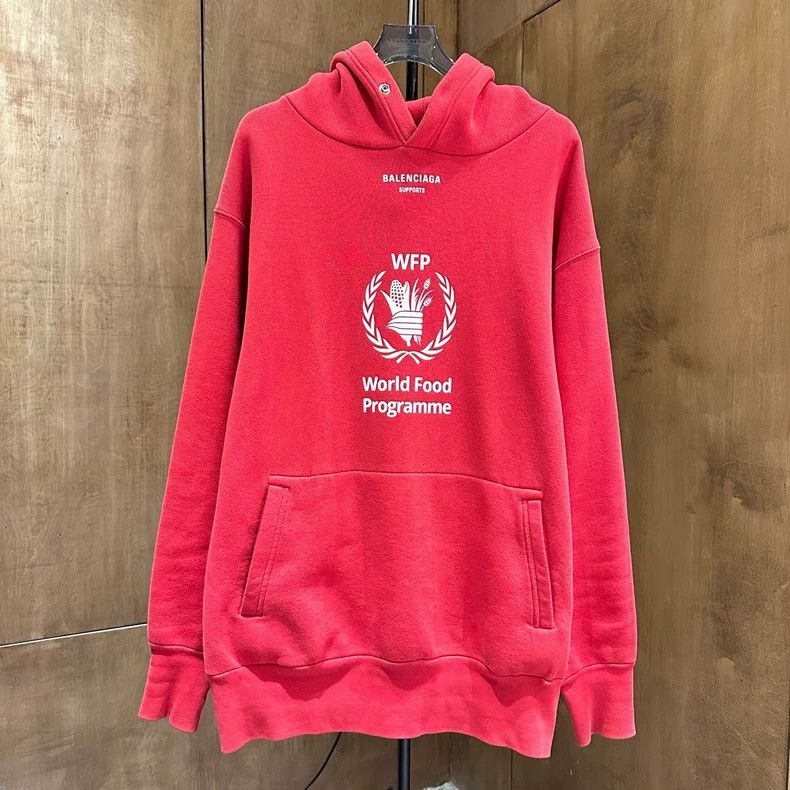 Balenciaga Balenciaga WFP red charity grain printed letter hoodie Size US M / EU 48-50 / 2 - 1 Thumbnail