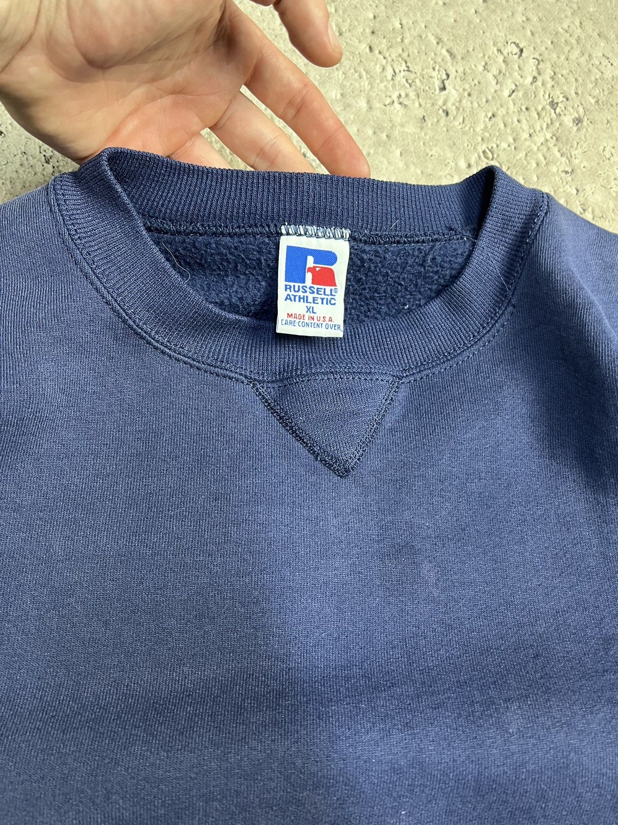 Russell Athletic × Vintage Vintage boxy Russel Athletic ZIP UP Hoodie Navy 90s Size US XL / EU 56 / 4 - 4 Thumbnail