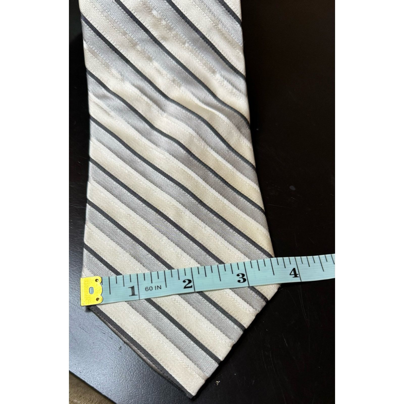 Other Louis Dell’Olio White and Gray Striped Silk Tie Size ONE SIZE - 4 Thumbnail