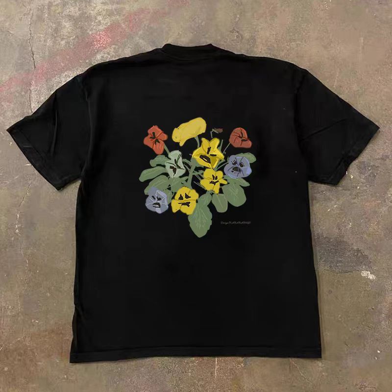Vintage Black casual retro floral print t-shirt Size US M / EU 48-50 / 2 - 1 Thumbnail