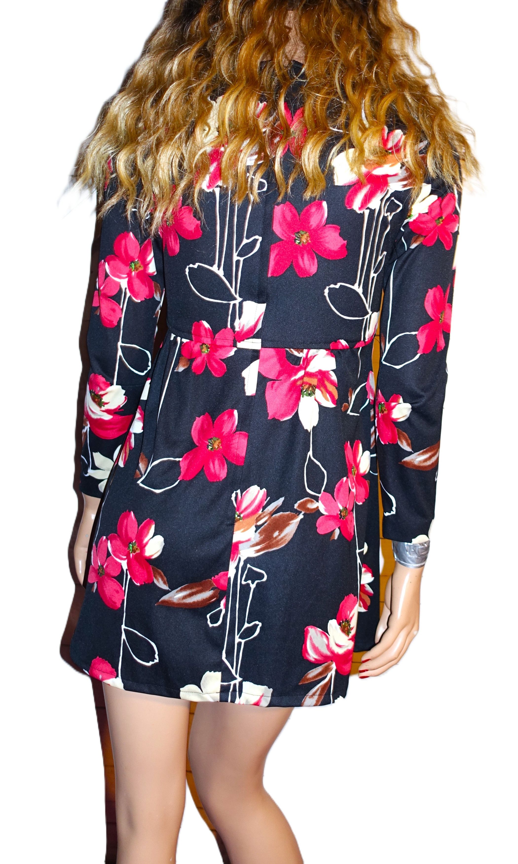 Vintage Vintage Black Red Floral Boho Dress S Size S / US 4 / IT 40 - 6 Thumbnail