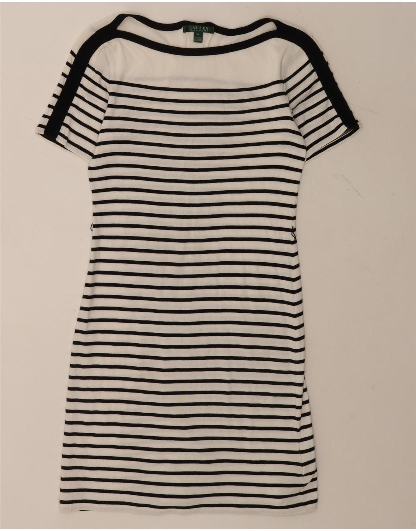 Ralph Lauren Womens T-Shirt Dress UK 12 Medium White Striped Cotton Size XS / US 0-2 / IT 36-38 - 1 Thumbnail