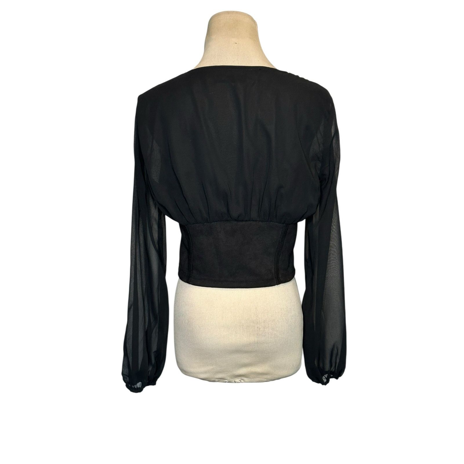 Shein Shein black semi sheer long sleeves blouse size Small Size S / US 4 / IT 40 - 13 Thumbnail