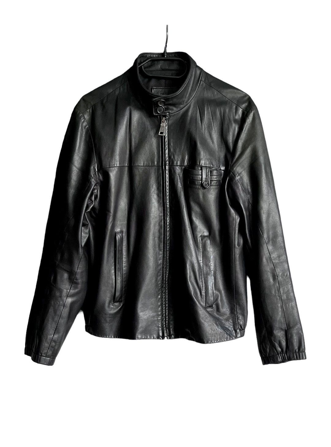 image of Prada Lambskin Skin Leather Jacket Vintage in Black, Men's (Size Small)