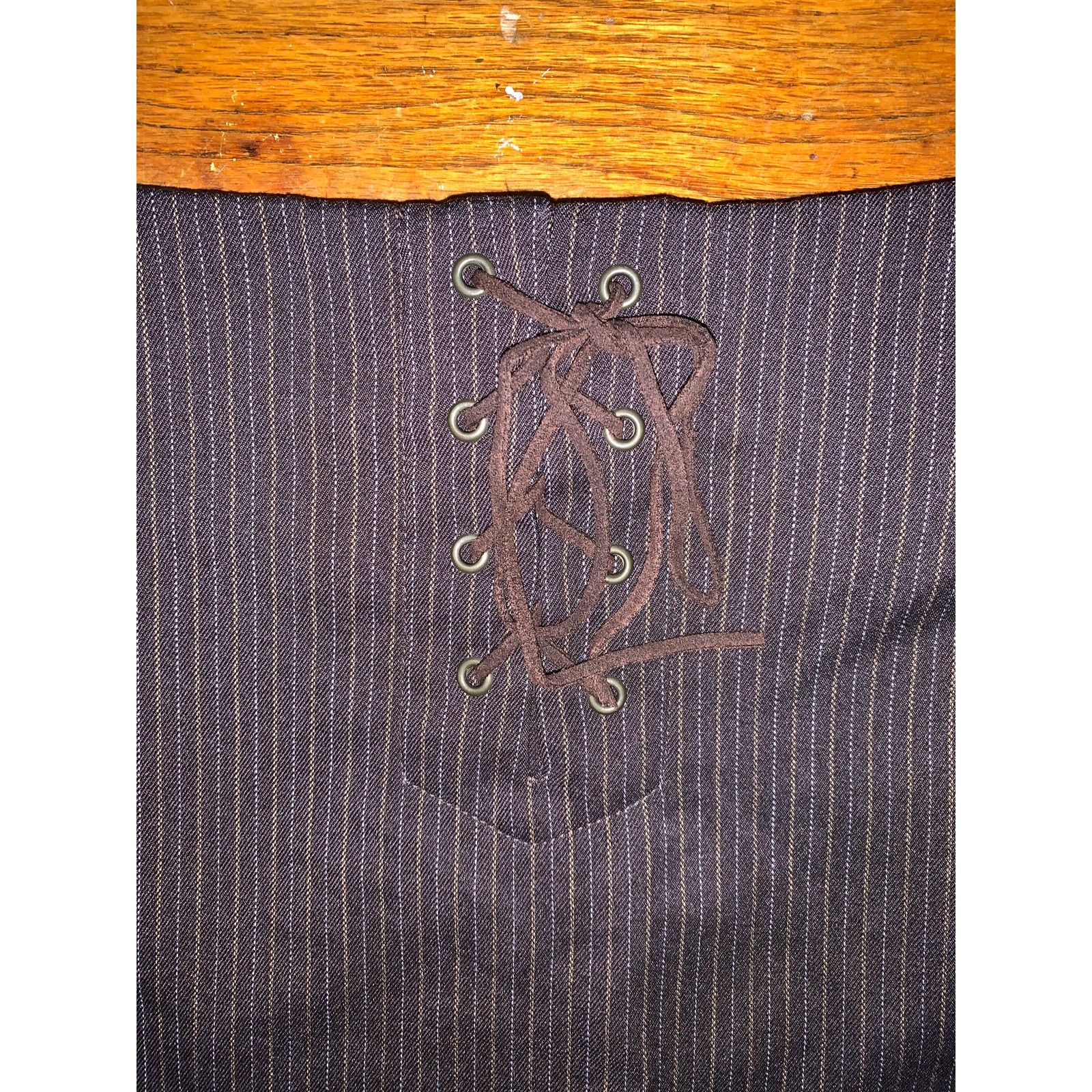 Other × Vintage Exact Change Brown Pinstripe Mini Skirt Size 13 Lace Up Size XL / US 12-14 / IT 48-50 - 3 Thumbnail