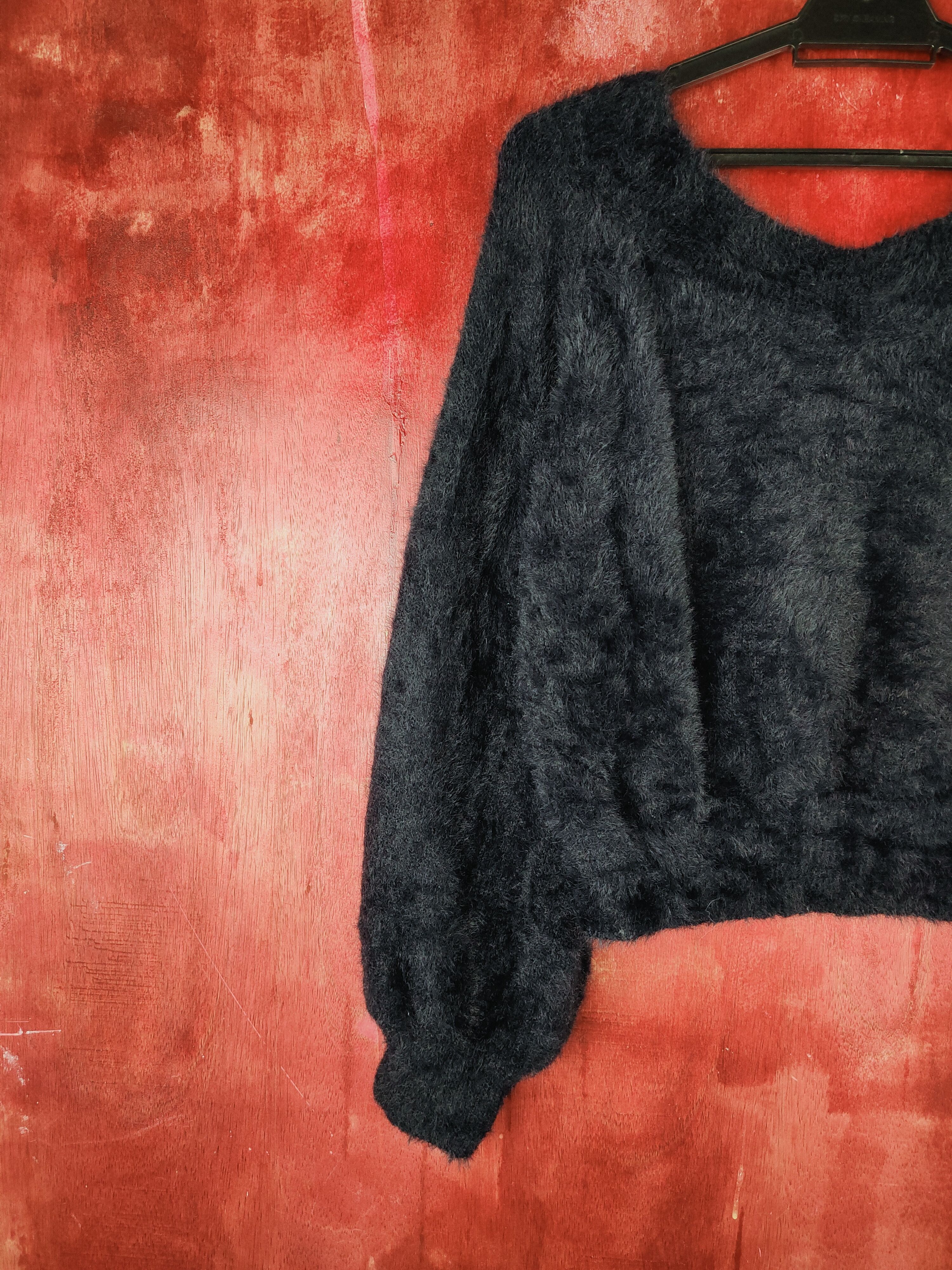 Aran Isles Knitwear Juniorsweet Dark Navy Shag Shaggy Fur Mohair Knitwear #S1944 Size M / US 6-8 / IT 42-44 - 8 Thumbnail