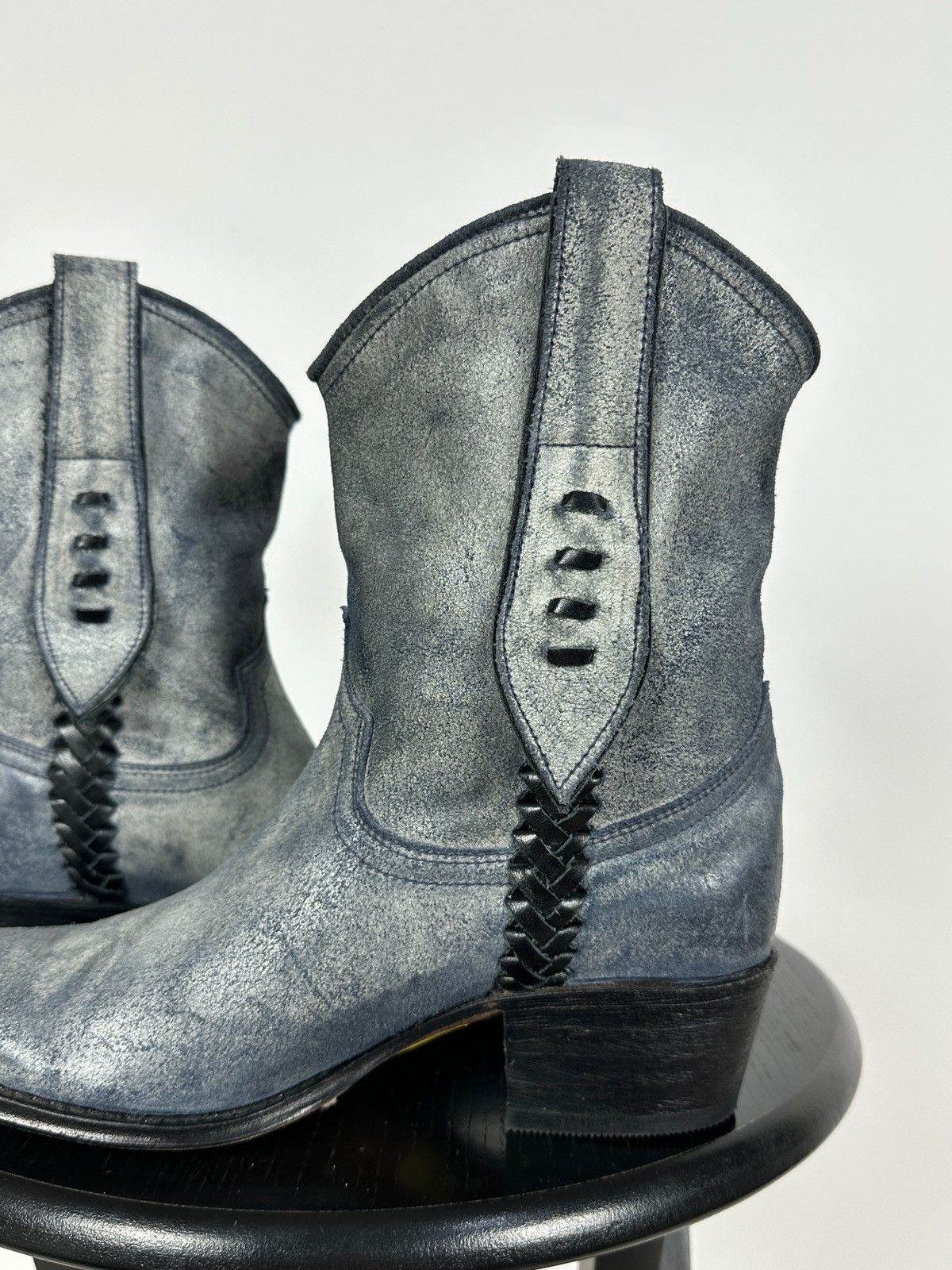 Sendra Sendra Dr.Adams Blue Leather Cowboy Biker Ankle Boots Size US 6 / IT 36 - 17 Thumbnail
