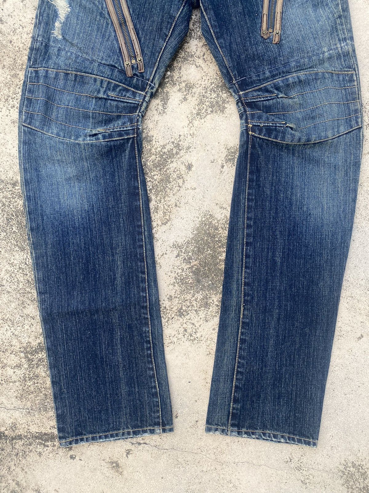 If Six Was Nine × Japanese Brand × PPFM PPFM Double Waist Distressed Zipper Denim Jeans Size US 31 - 10 Thumbnail