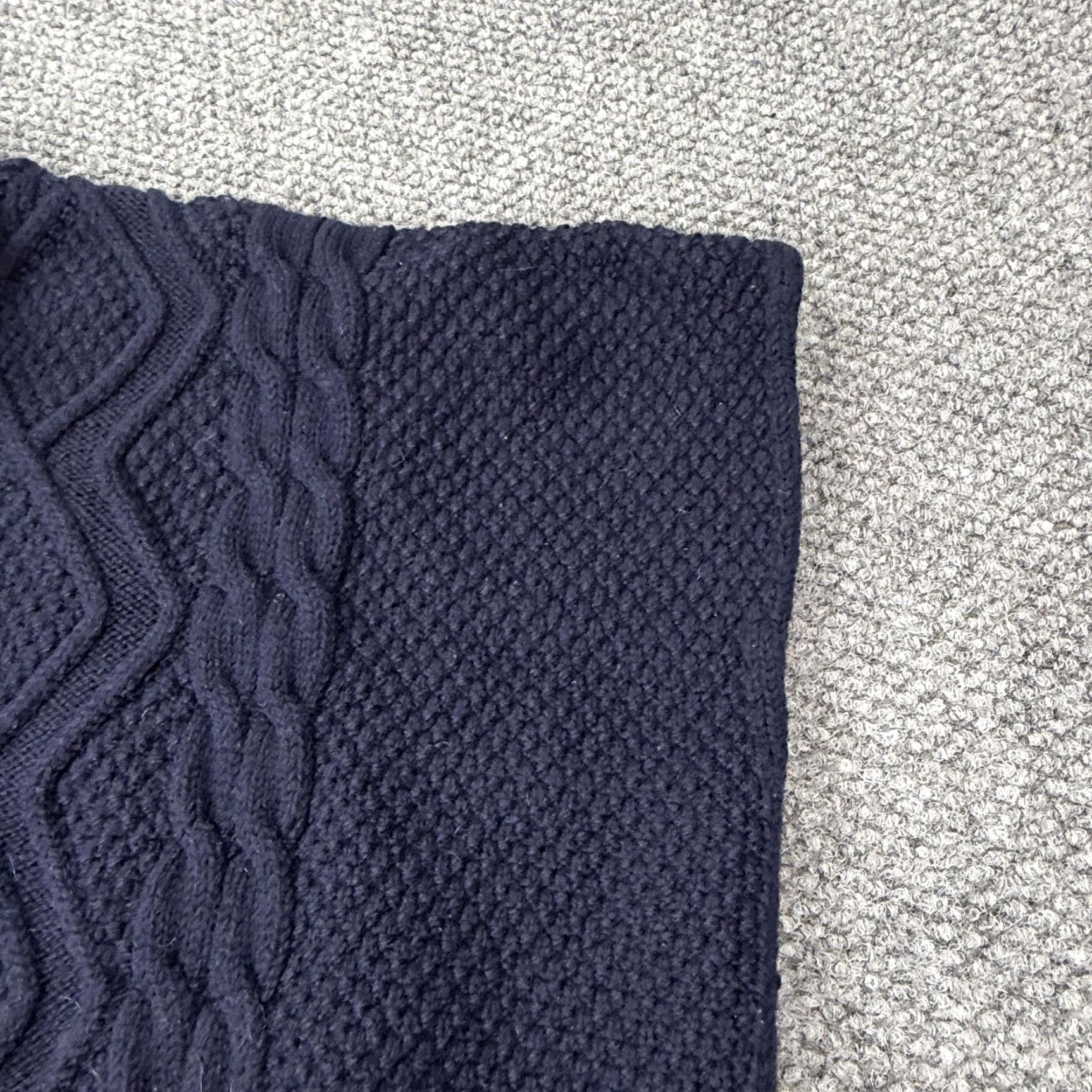 Vintage VINTAGE Blarney Sweater Poncho Womens One Size Navy Merino Wool Cable Cowl Neck Capes Buckle 90s Womens Size ONE SIZE - 6 Thumbnail