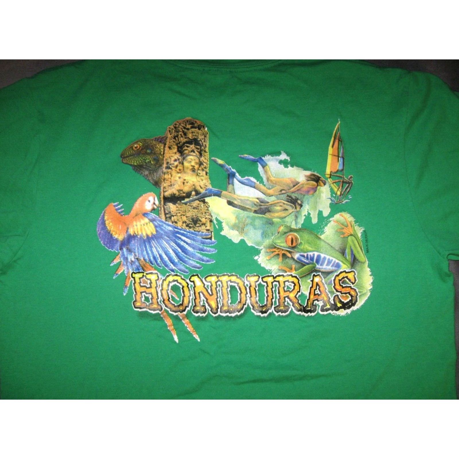Vintage Ma-k-nudo Roatan Honduras T Shirt Men’s Large Graphic Print Beach Cotton Green Size US L / EU 52-54 / 3 - 3 Thumbnail
