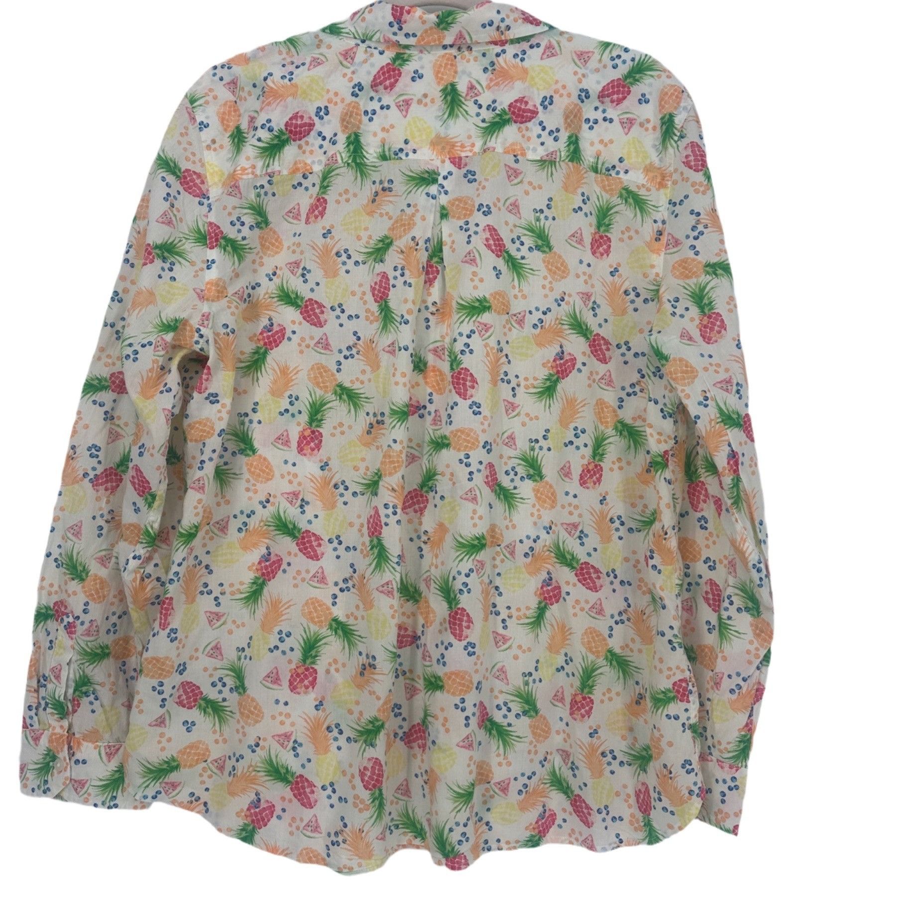 Talbots Talbots Women’s Pineapple Watermelon Button Up Roll Tab Slee Size XL / US 12-14 / IT 48-50 - 6 Thumbnail