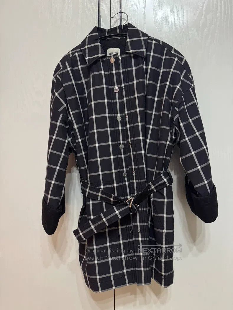 Hermes Hermes Cotton Plaid Jacket with Belt (Includes Belt) Size XXS / US 00 / IT 34 - 2 Thumbnail