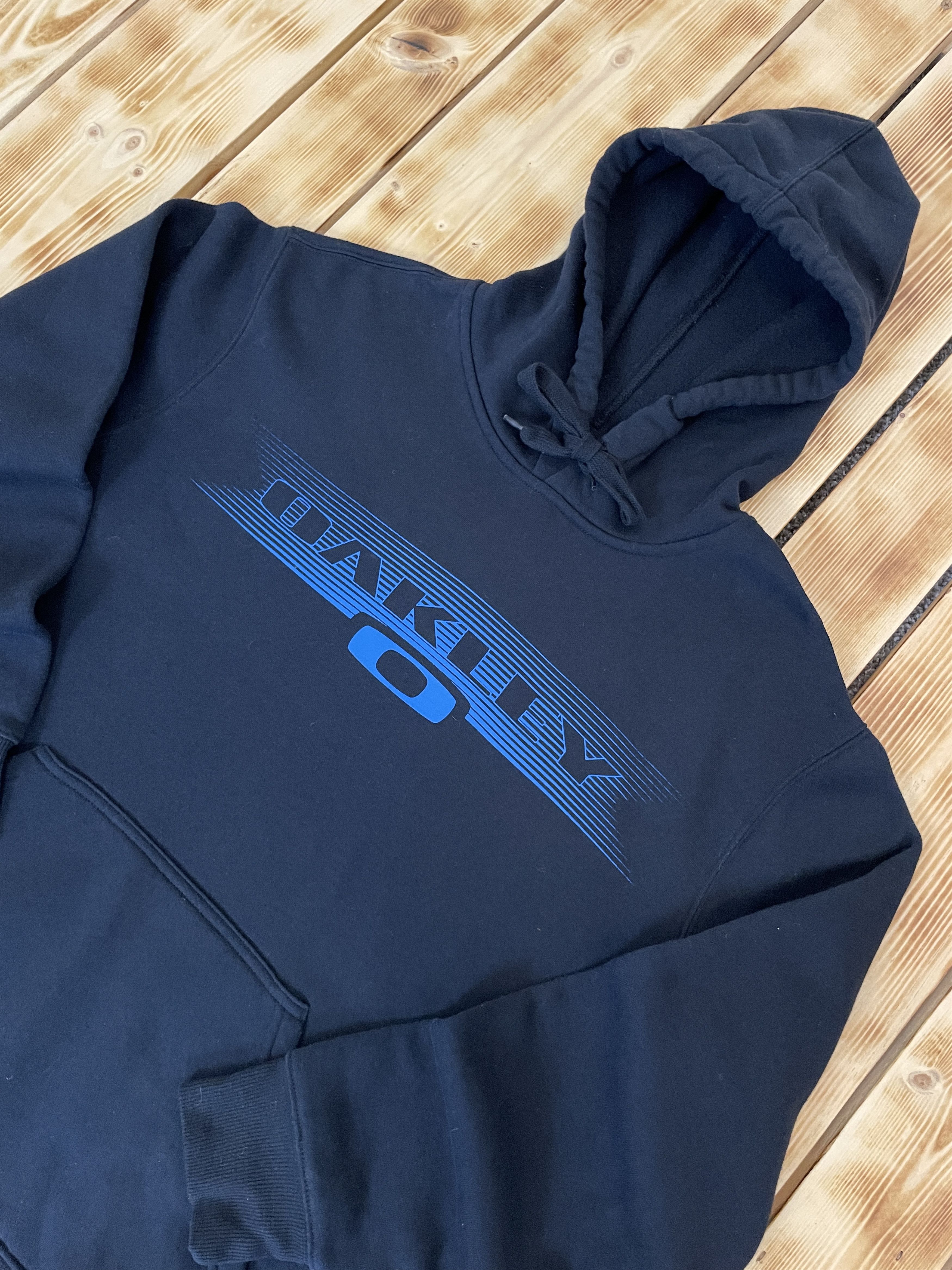 Japanese Brand Y2K Oakley Hoodie Big Logo Dark Blue Size US S / EU 44-46 / 1 - 2 Thumbnail