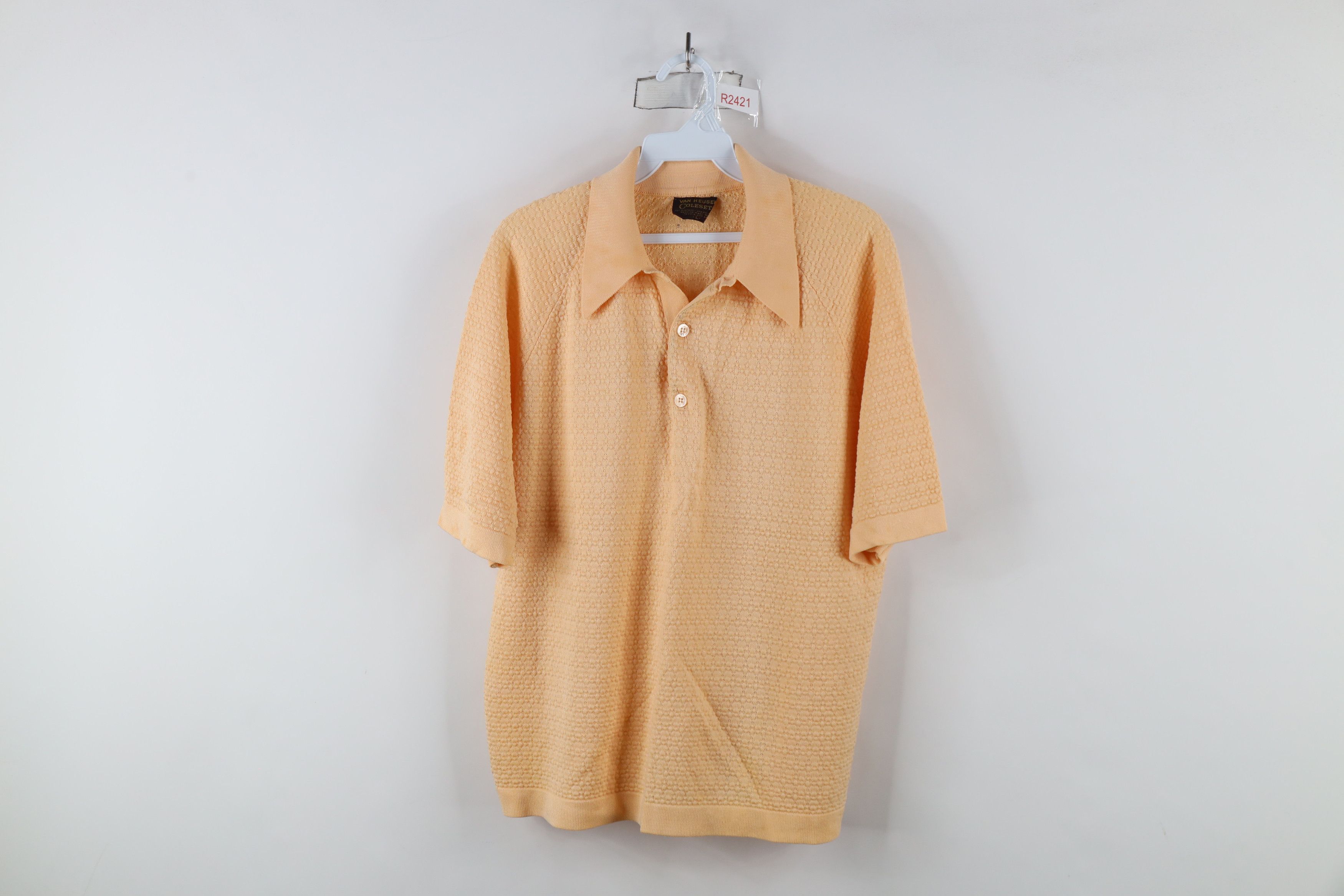 Vintage Vintage 60s 70s Streetwear Pullover Polo Shirt Peach USA Size US L / EU 52-54 / 3 - 1 Thumbnail