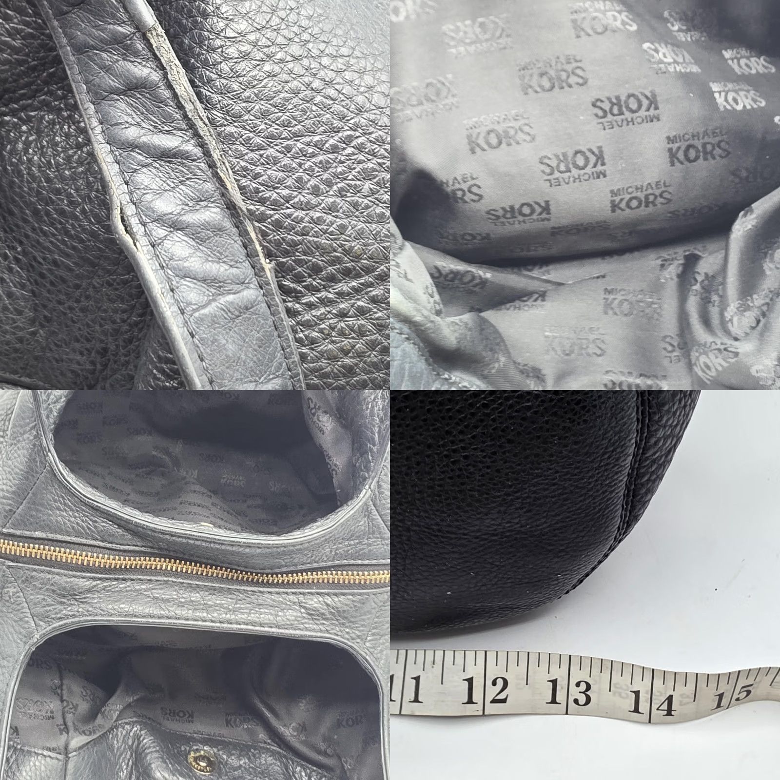 Michael Kors Michael Kors Hobo Bag Womens Large Black Pebbled Leather Gold Hardware Fulton Size ONE SIZE - 9 Thumbnail