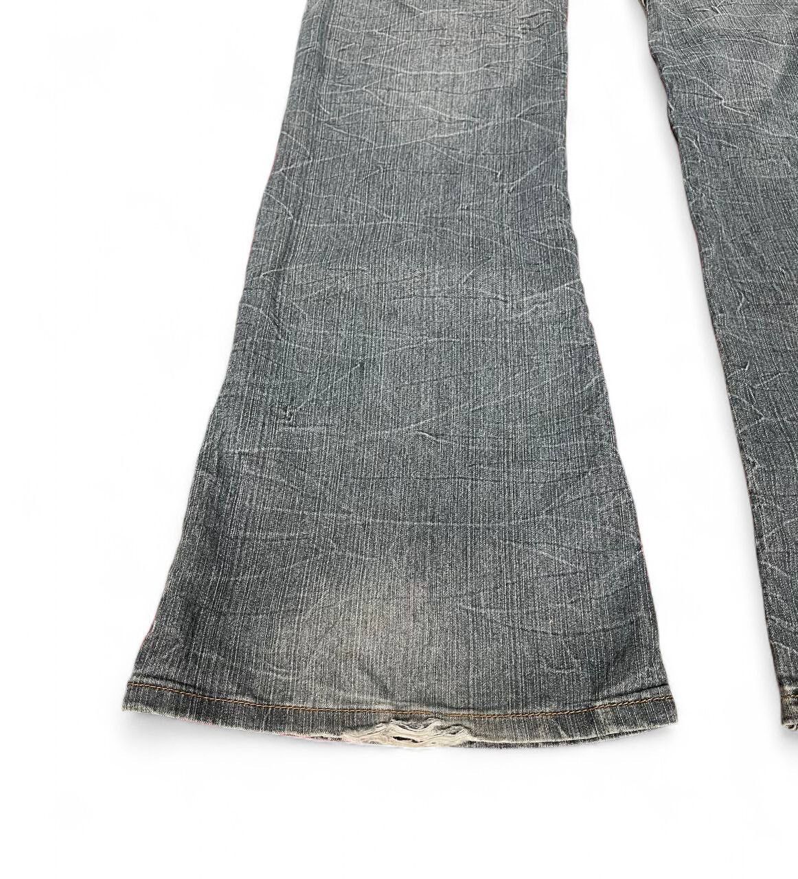 Japanese Brand Flared Aston Jeans distressed thrashed ripped thunder lgb Size US 29 - 10 Thumbnail