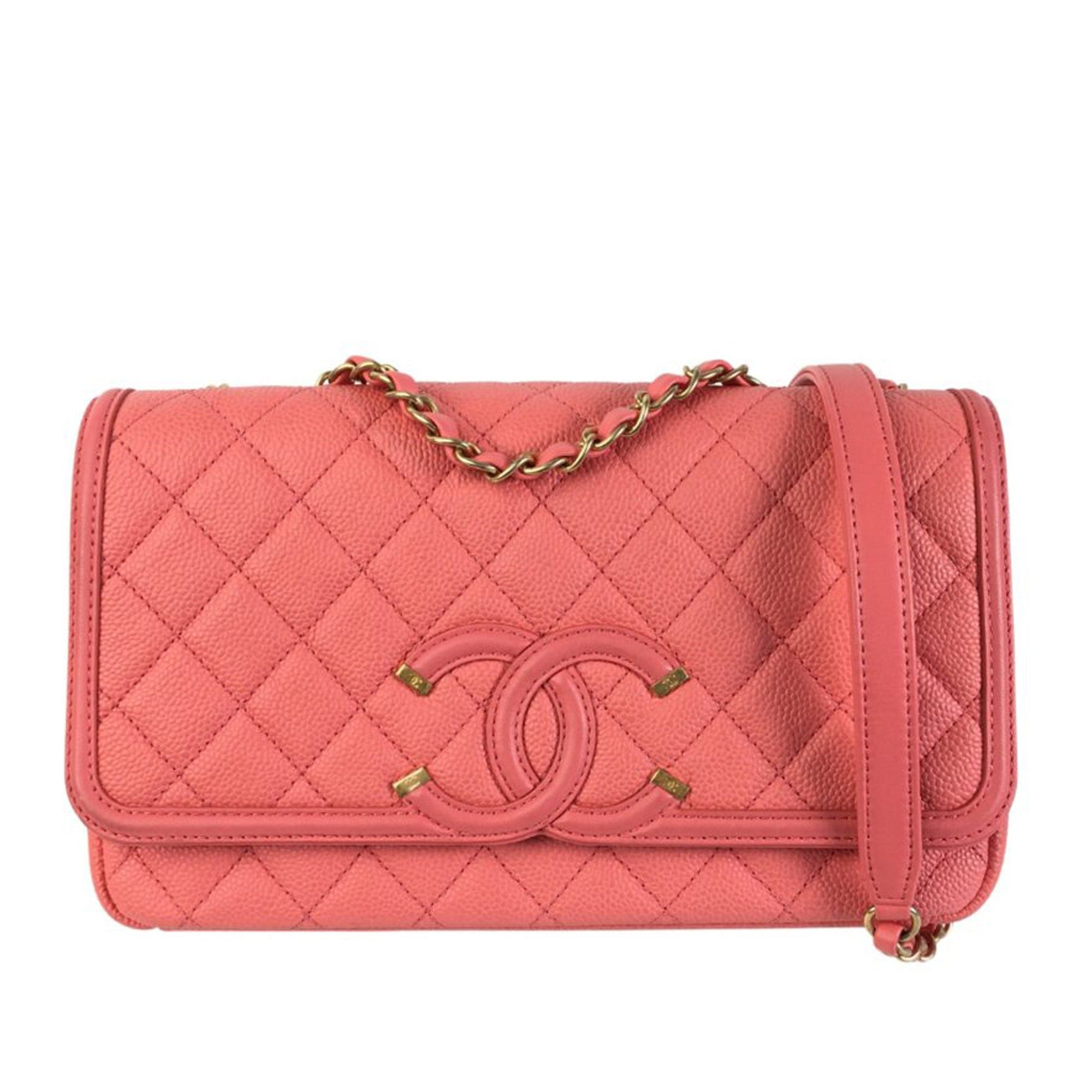 image of Chanel Medium Caviar Cc Filigree Flap Crossbody Bag in Pink, Women's