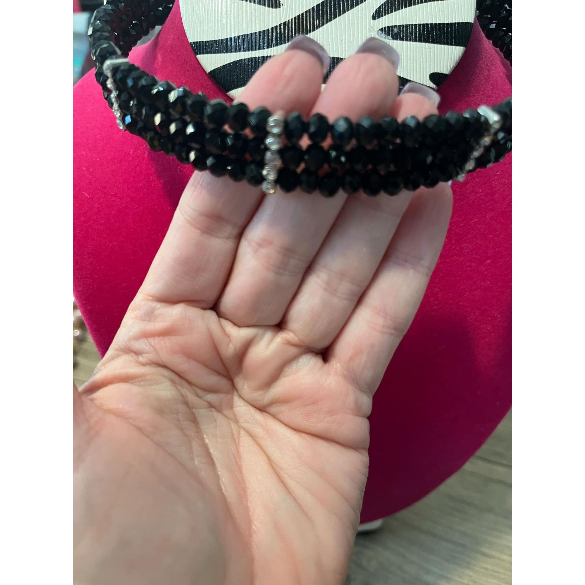 Other Ali KhanBeaded Black Crystal Choker Necklace With Silver Acc Size ONE SIZE - 3 Thumbnail