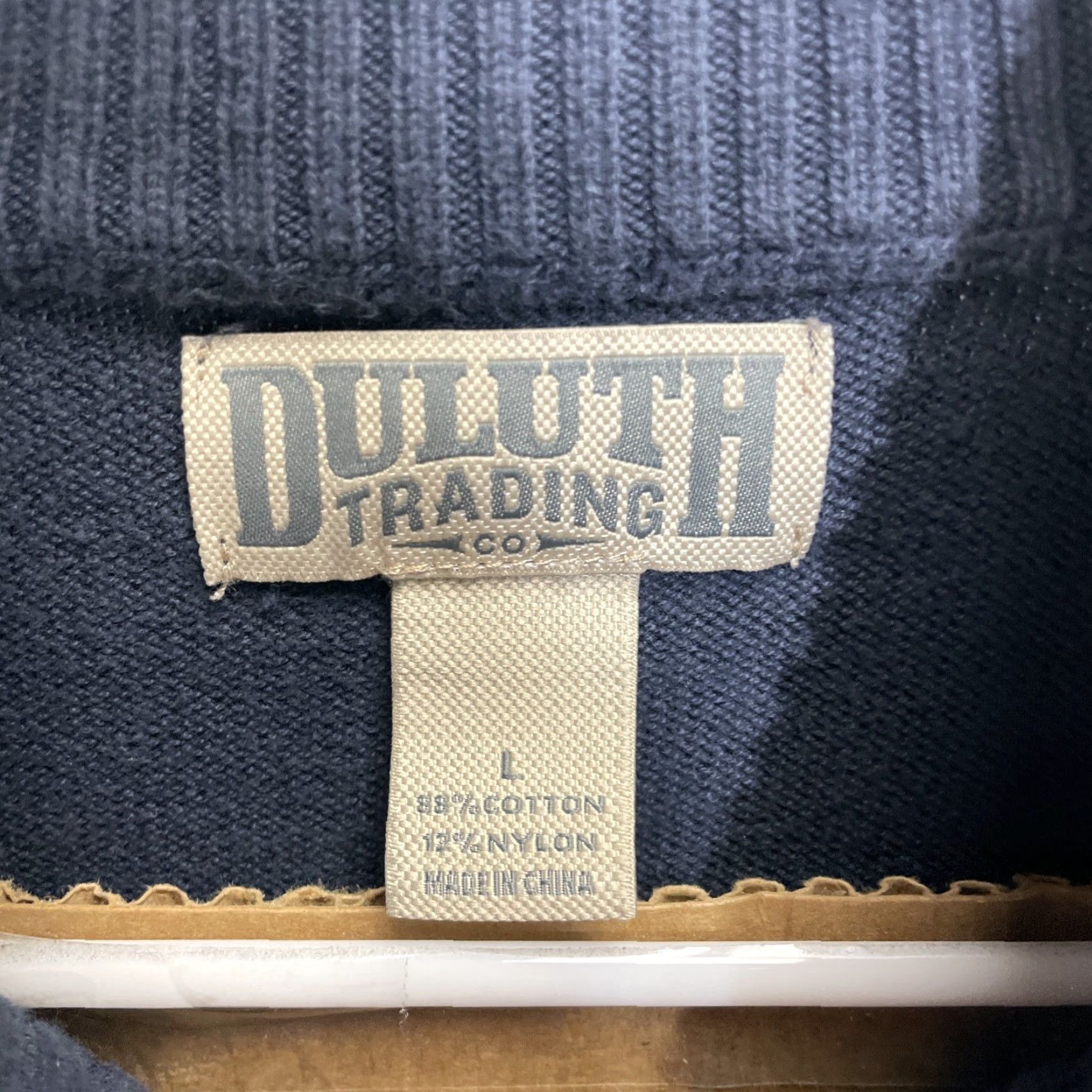Duluth Trading Company Duluth Trading Co Large Men's Strongarm 1/4 Zip Mock Sweater Navy Cotton Blend Size US L / EU 52-54 / 3 - 2 Thumbnail
