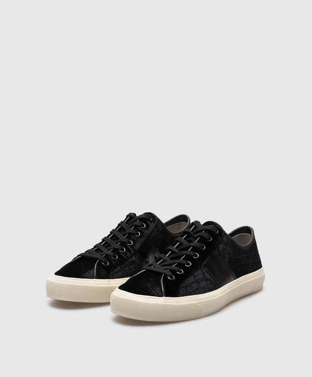 Tom Ford o1w1db10724 Cambridge Velvet Sneakers in Black Size US 9 / EU 42 - 2 Thumbnail