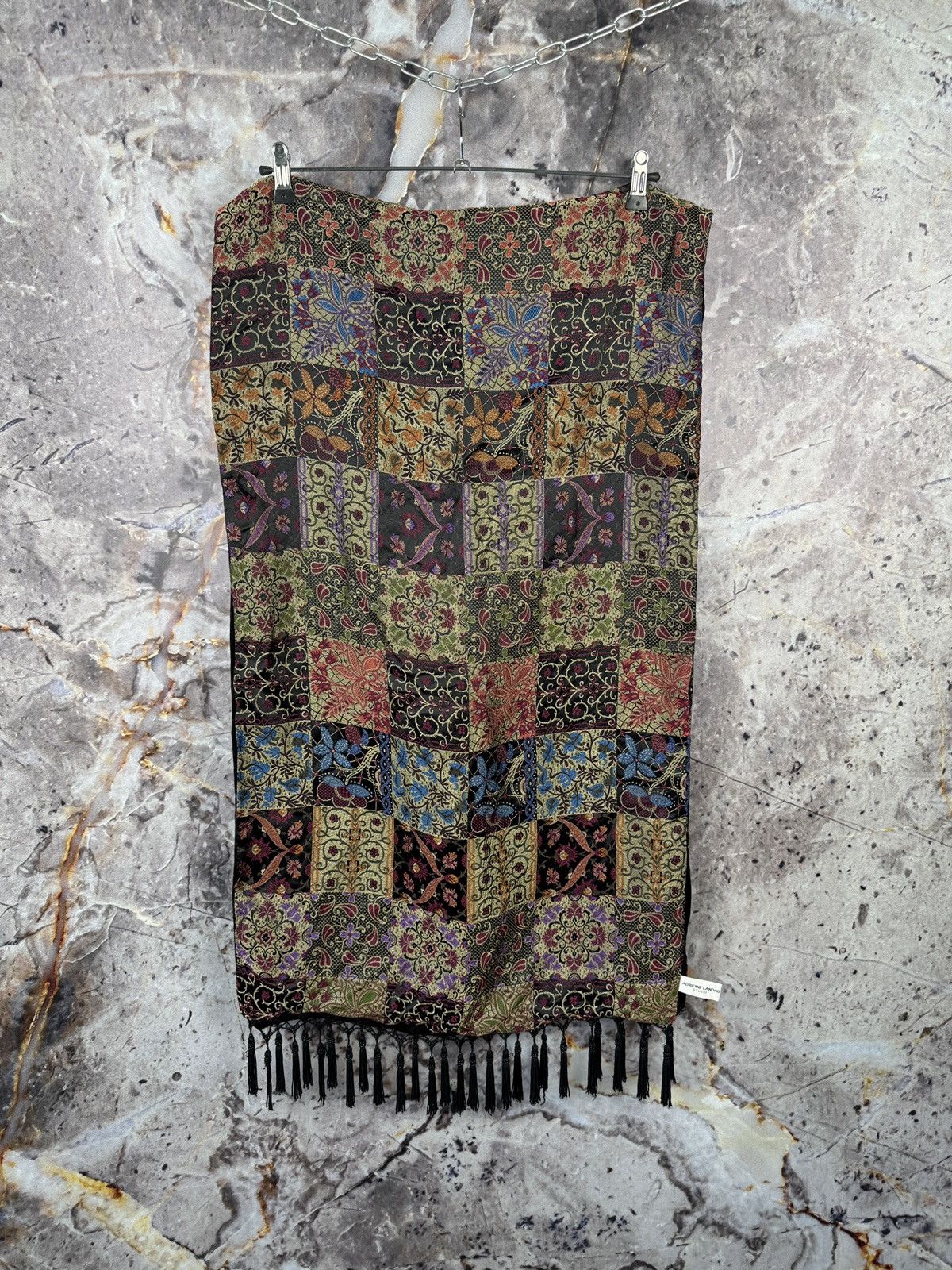 Other Adrienne Landau Patchwork Silk Blend Scarf Fringe Wrap Size ONE SIZE - 1 Thumbnail