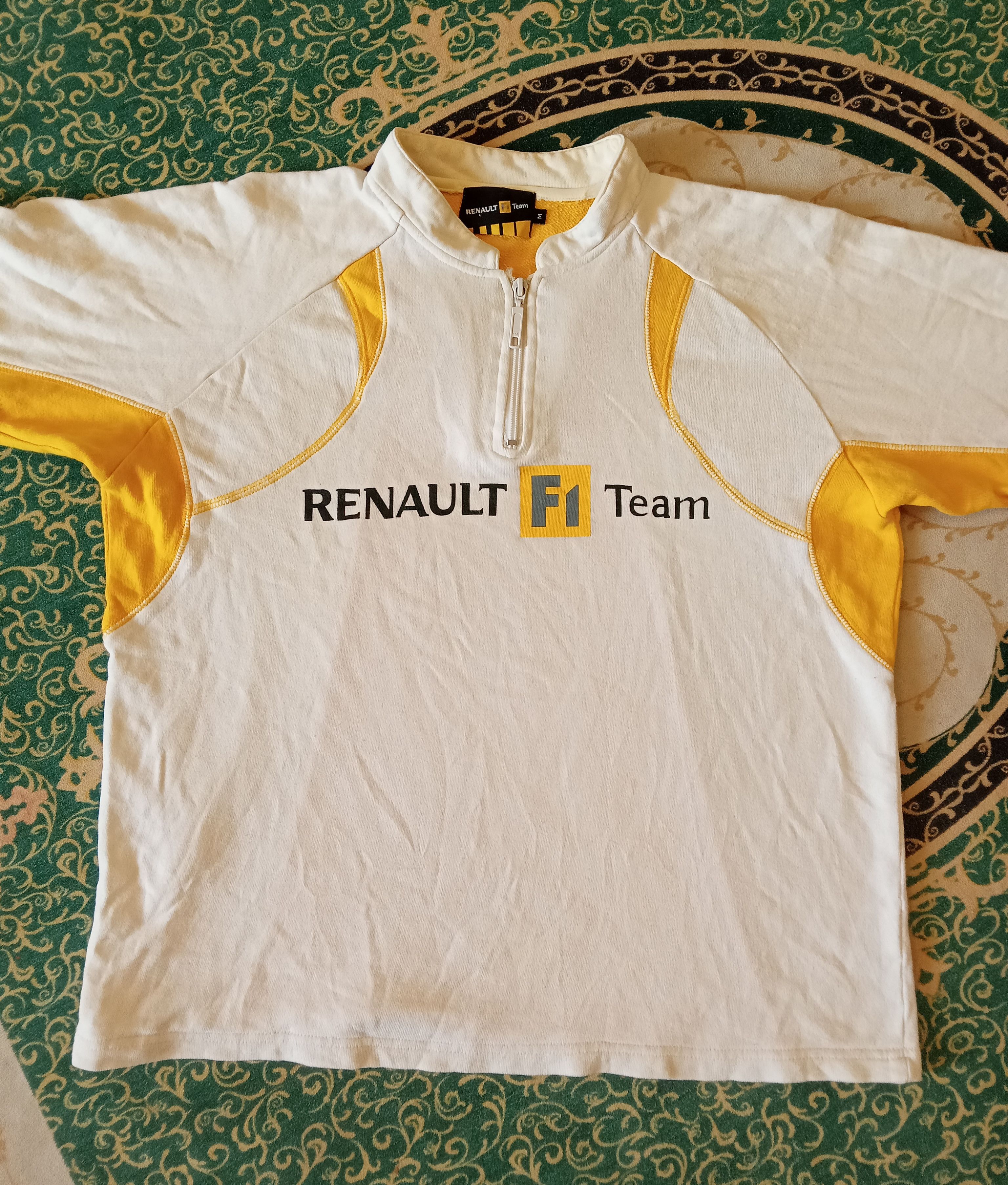 image of Vintage Renault F1 Team Official Merchandise Half Zipped Shirt in White/Yellow, Women's (Size Mediu