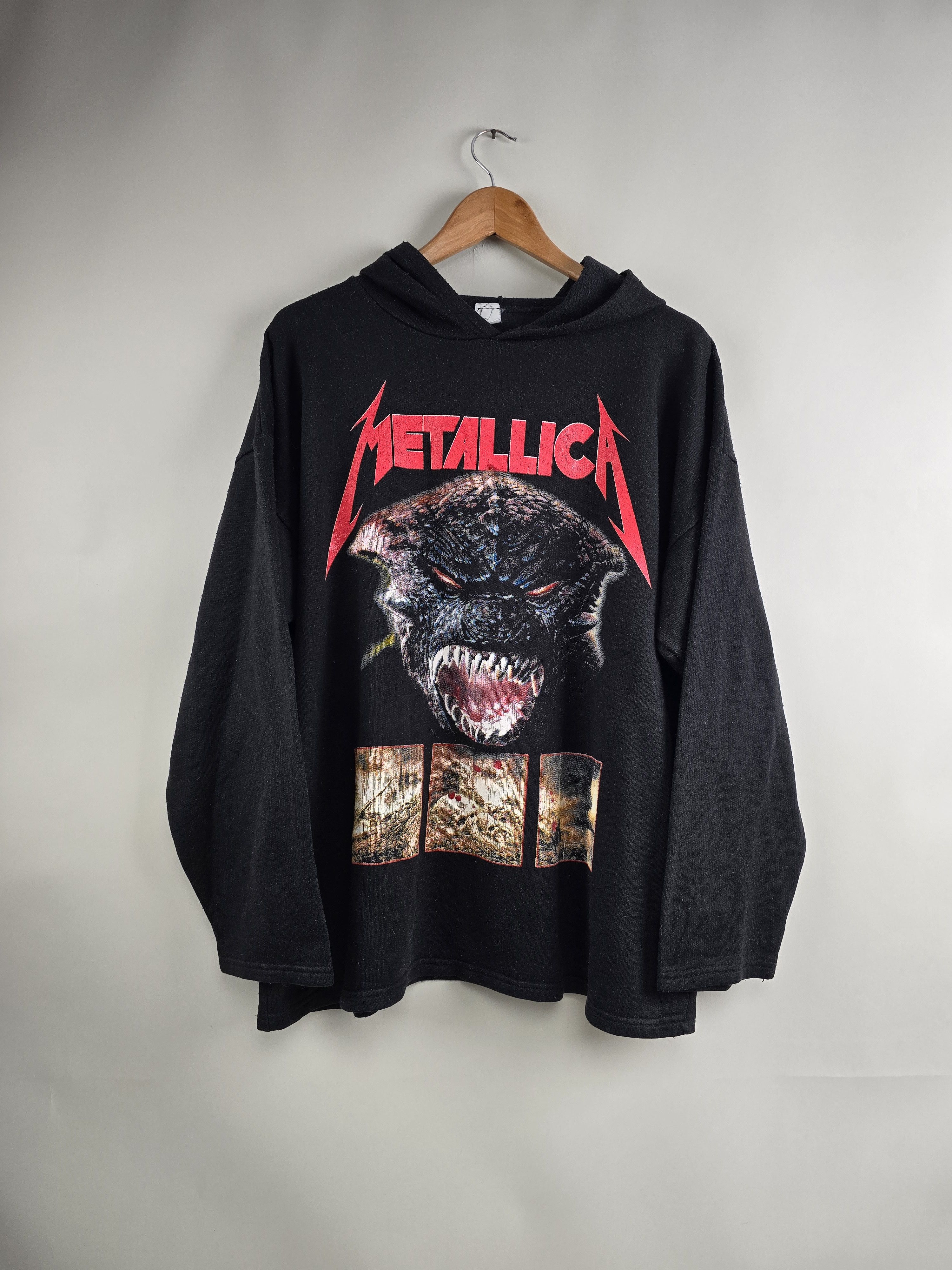 Image of Band Tees x Metallica 90's Metallica Bootleg Hoodie XL 24" 28" in Black, Men's