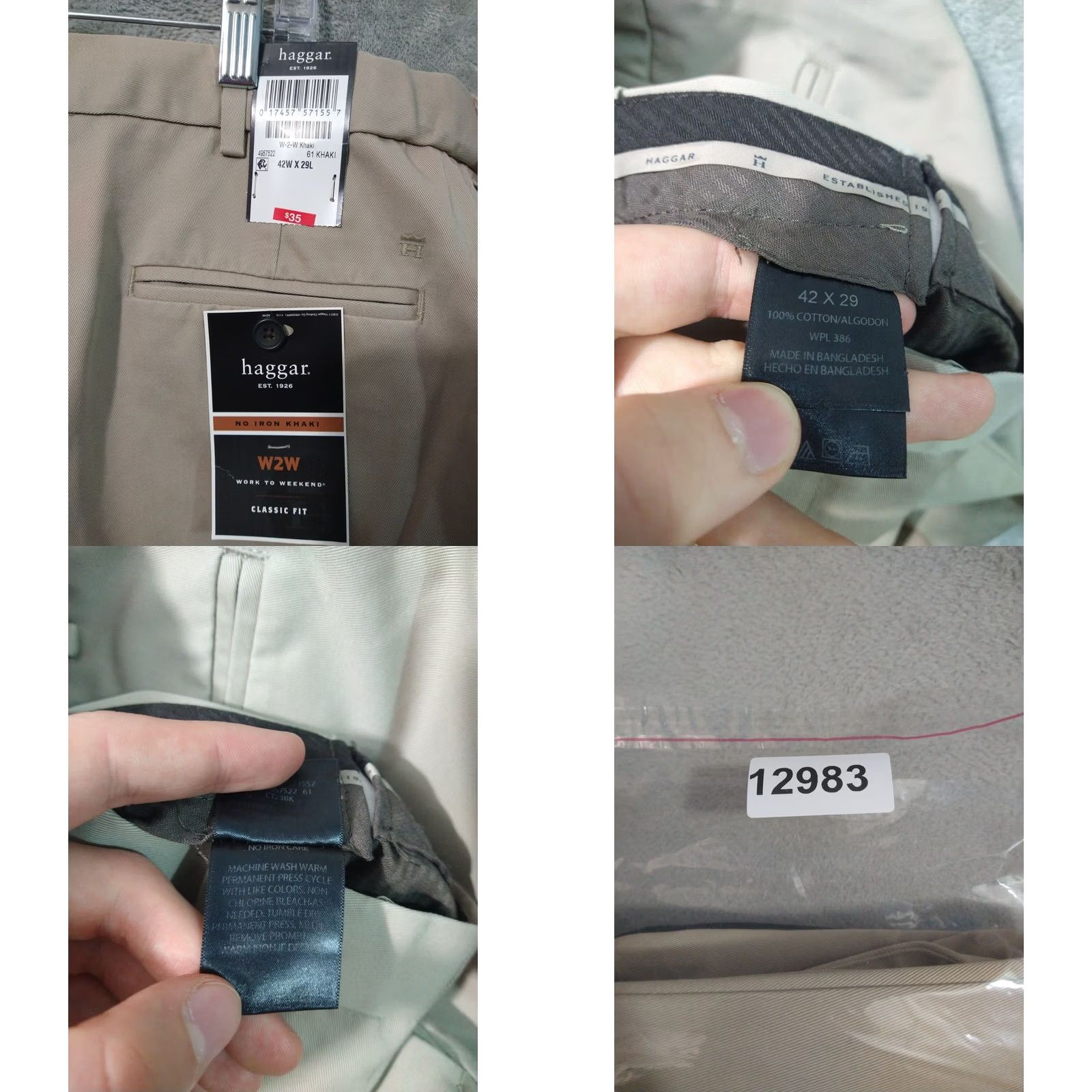 Haggar Haggar Pants Mens 42x29 Khaki Work to Weekend Classic Fit Flat Front Lot of 2 Pants Mens 42 Khaki Classic Haggar Work to Weekend Lightweight? Size US 42 / EU 58 - 8 Thumbnail