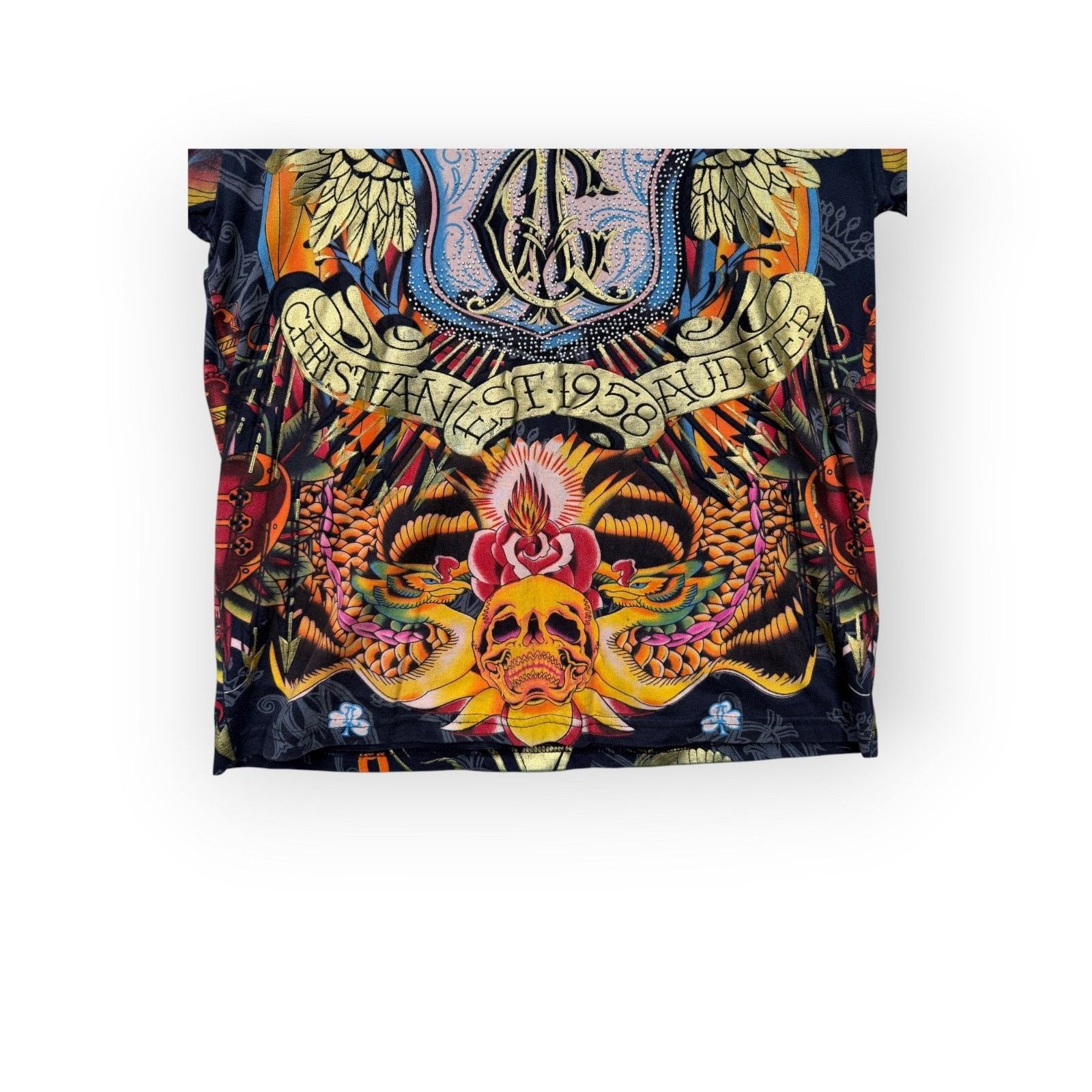 Christian Audigier Christian Audigier Rhinestone Y2K Black Crown Skull Shirt M Size US M / EU 48-50 / 2 - 3 Thumbnail