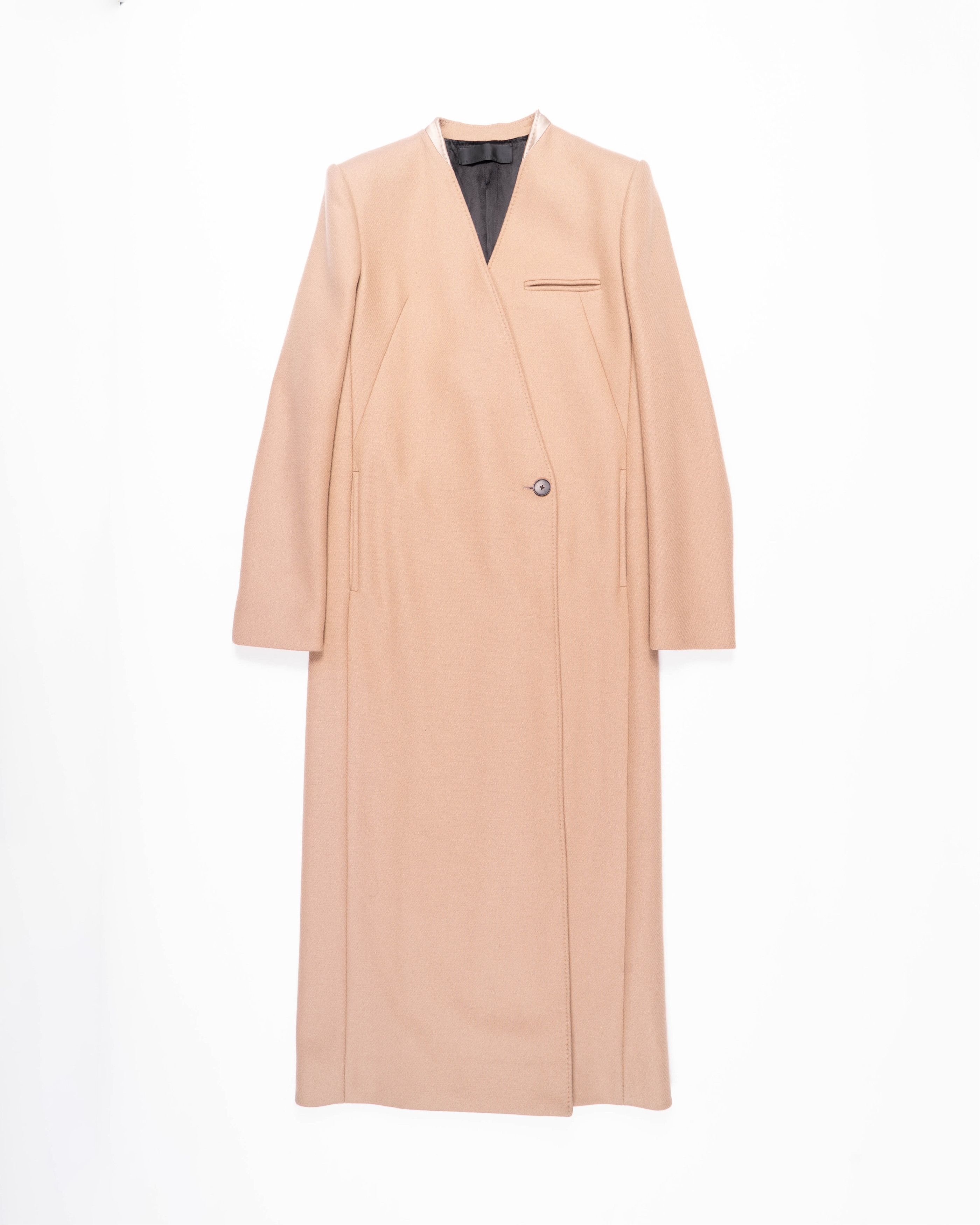 Haider Ackermann FW20 Beige Wool Collarless Longcoat Size S / US 4 / IT 40 - 1 Thumbnail
