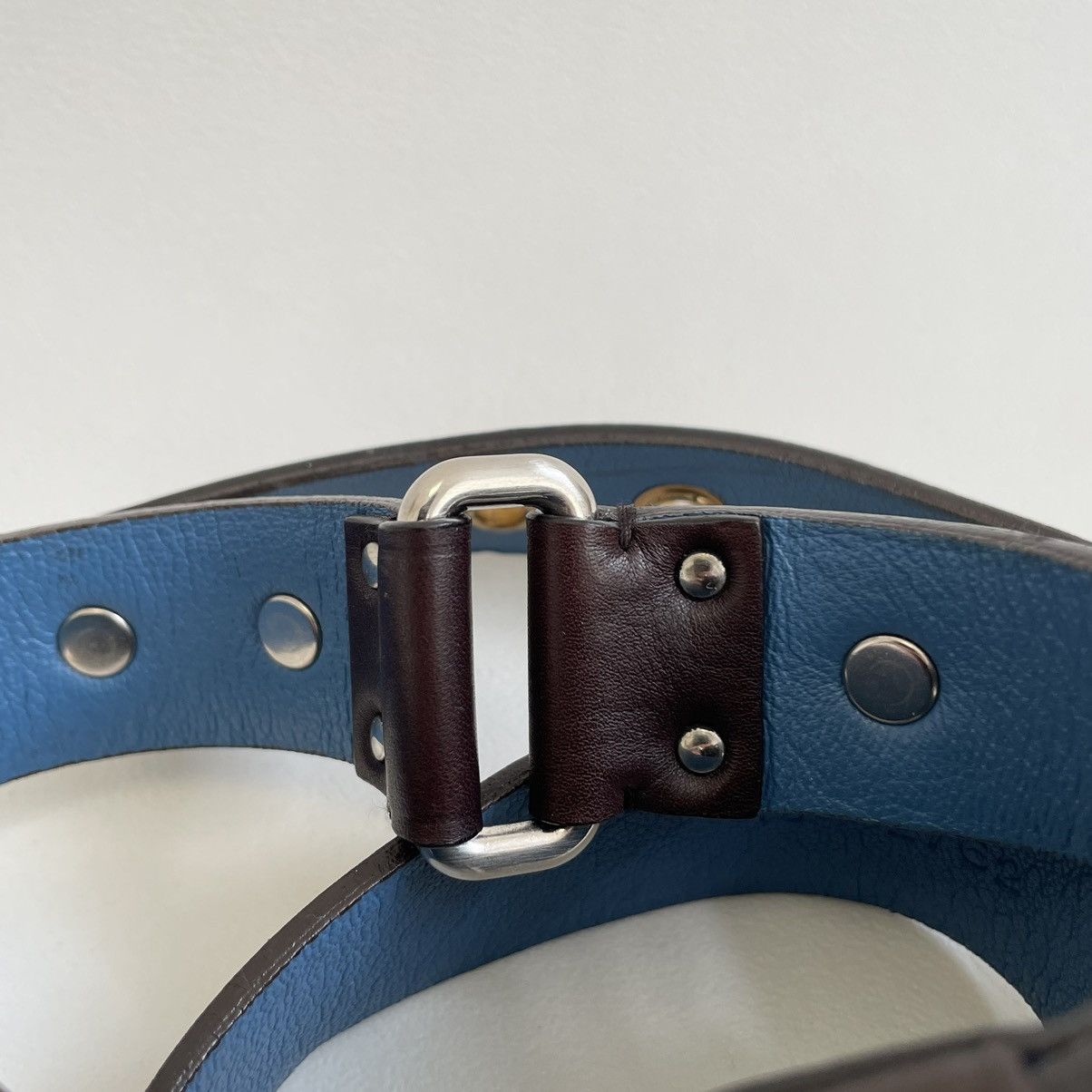 Prada Pyramid Stud Leather Bondage Belt Size 32 - 4 Thumbnail