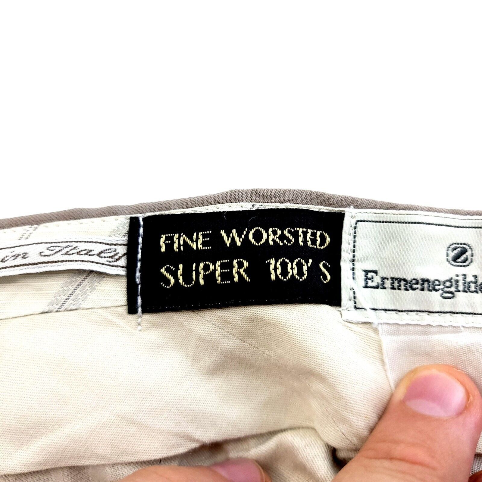 Ermenegildo Zegna Ermenegildo Zegna Tan Super 100s Fine Worsted Wool Pleated D Size 38R - 6 Thumbnail