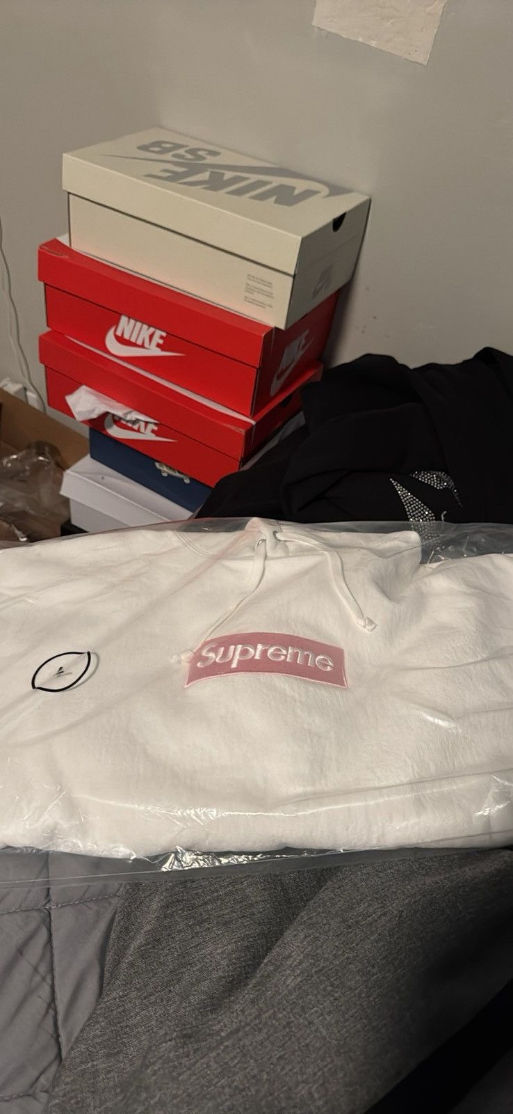Supreme White and Pink BOGO hoodie