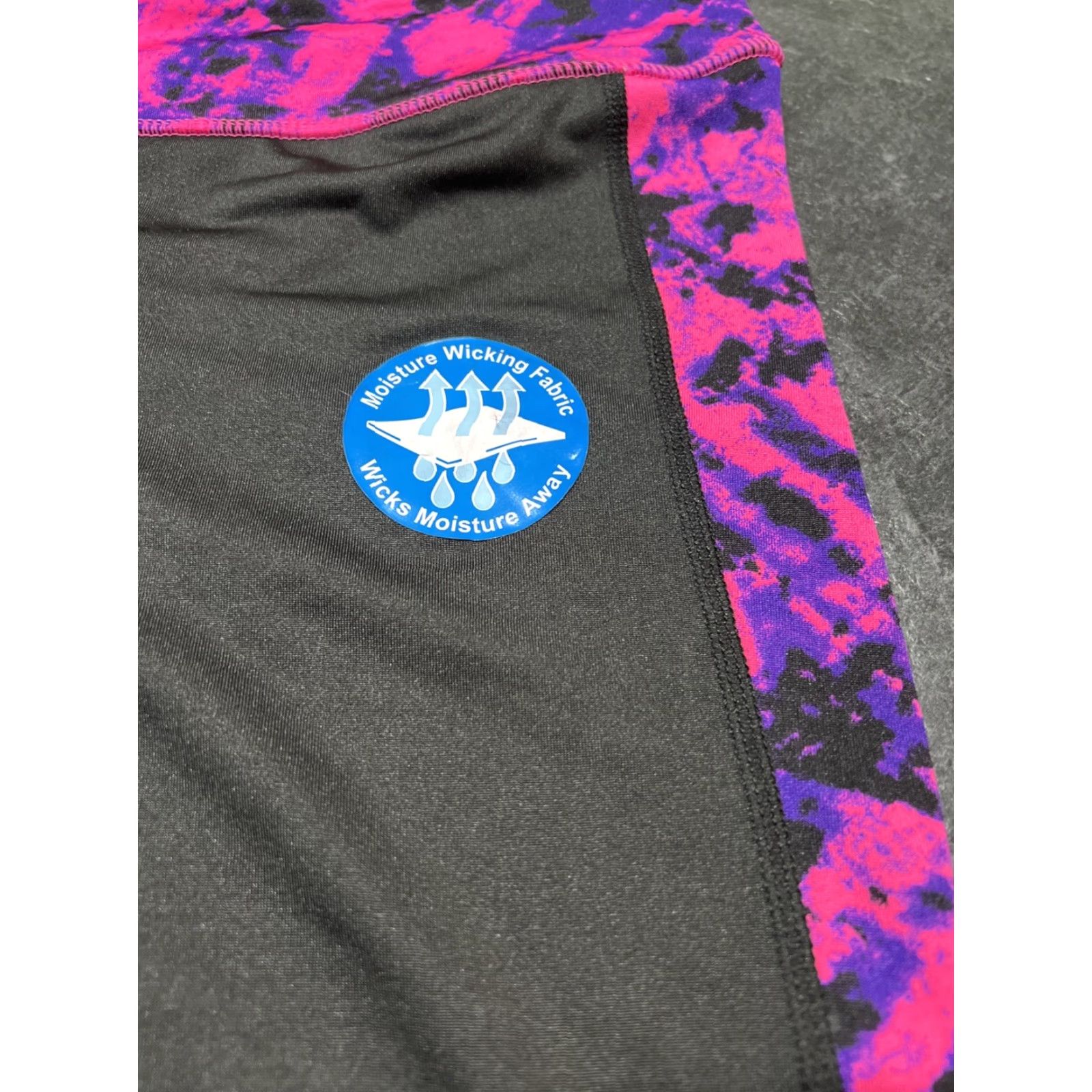 Vintage ZONE PRO Activewear Leggings Medium M Black Pink Geometric Compression Stretch Womens Size 32" / US 10 / IT 46 - 2 Thumbnail