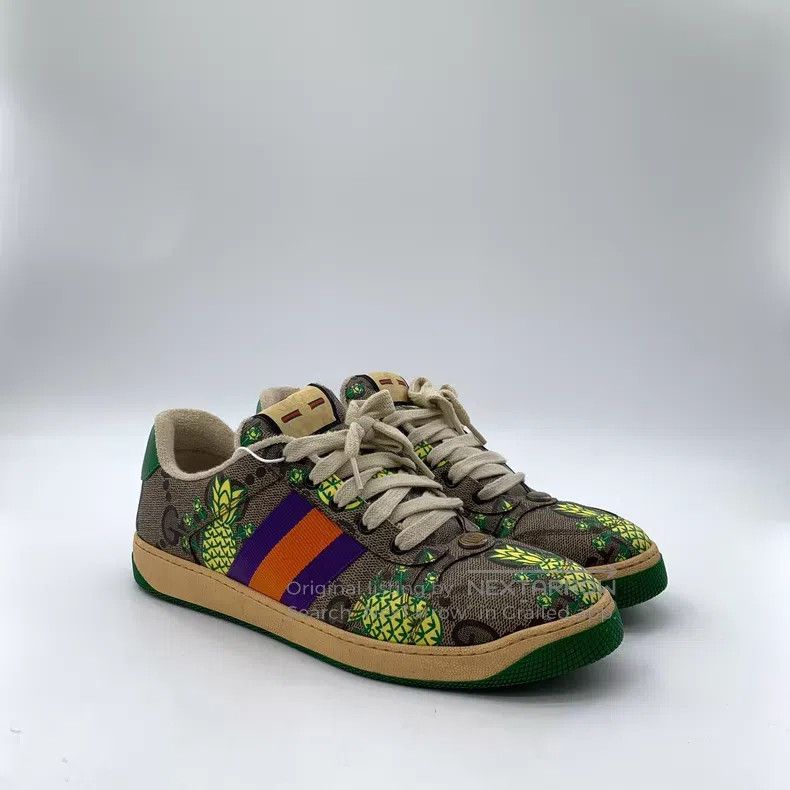Gucci Gucci Colour-matched pineapple print series canvas lace-up Size US 10 / EU 43 - 2 Thumbnail