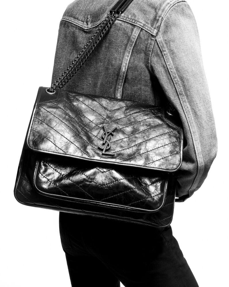 Saint Laurent Paris o1b1hav110125 Size: OS / Niki Large Vintage Leather Black Size ONE SIZE - 1 Thumbnail