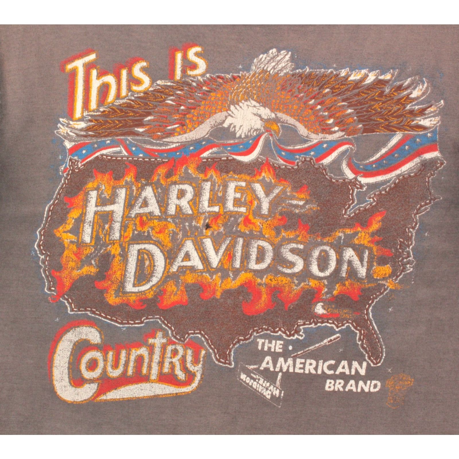 Hanes VINTAGE Harley Davidson Shirt Men 80s This Is Country Eagle TShirt Gray M Hanes Cotton Graphic Tee 1980s Mens Size US M / EU 48-50 / 2 - 3 Thumbnail