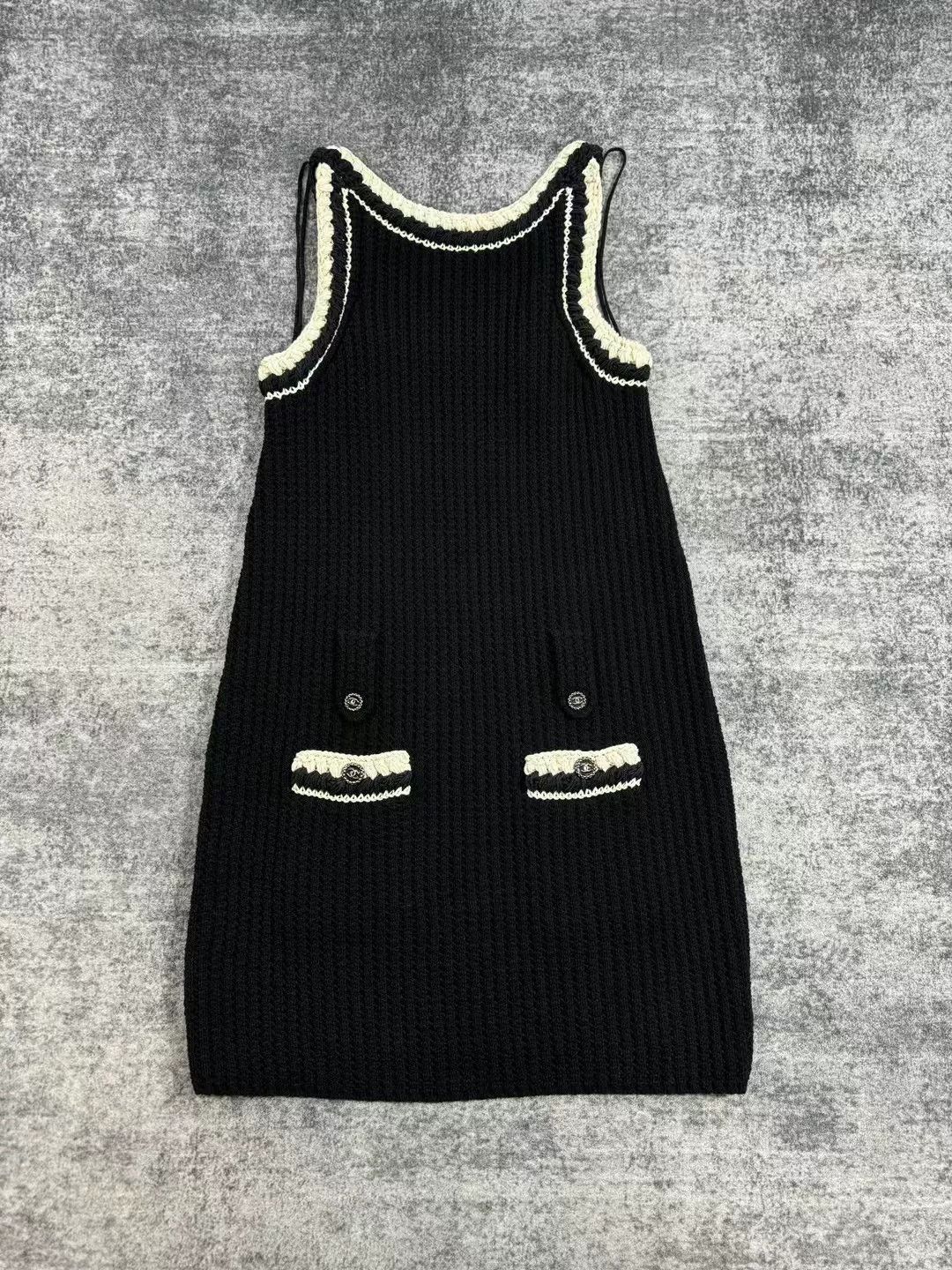 Chanel Chanel Black White Woven Trim Camisole Dress Size XXS / US 00 / IT 34 - 1 Thumbnail