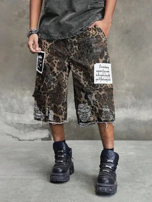 Japanese Brand × Vintage Distressed VINTAGE leopard Y2K opium edgy jorts Size US 30 / EU 46 - 1 Thumbnail