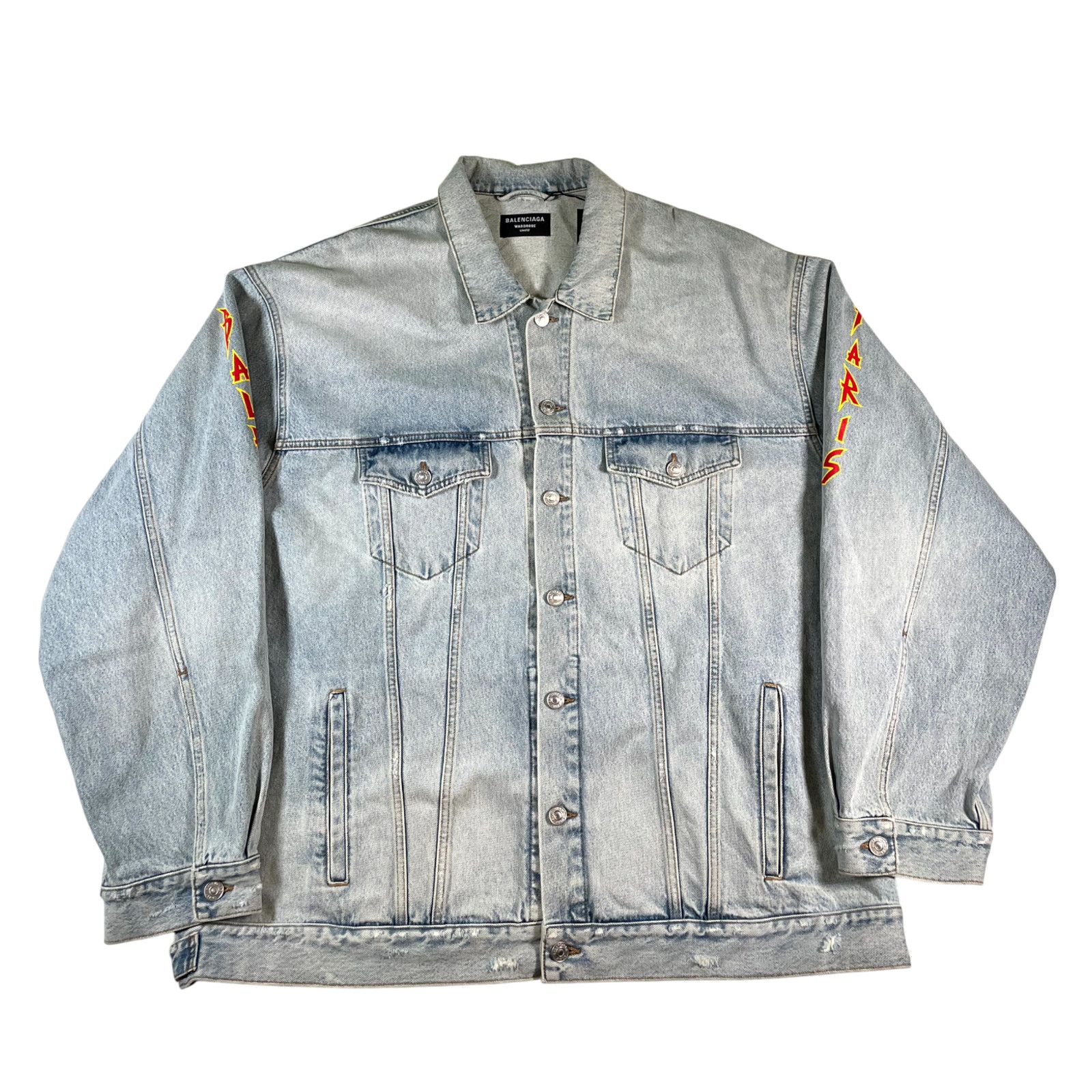 Balenciaga Balenciaga Logo Metal Denim Lightwash Jacket Size US L / EU 52-54 / 3 - 1 Thumbnail
