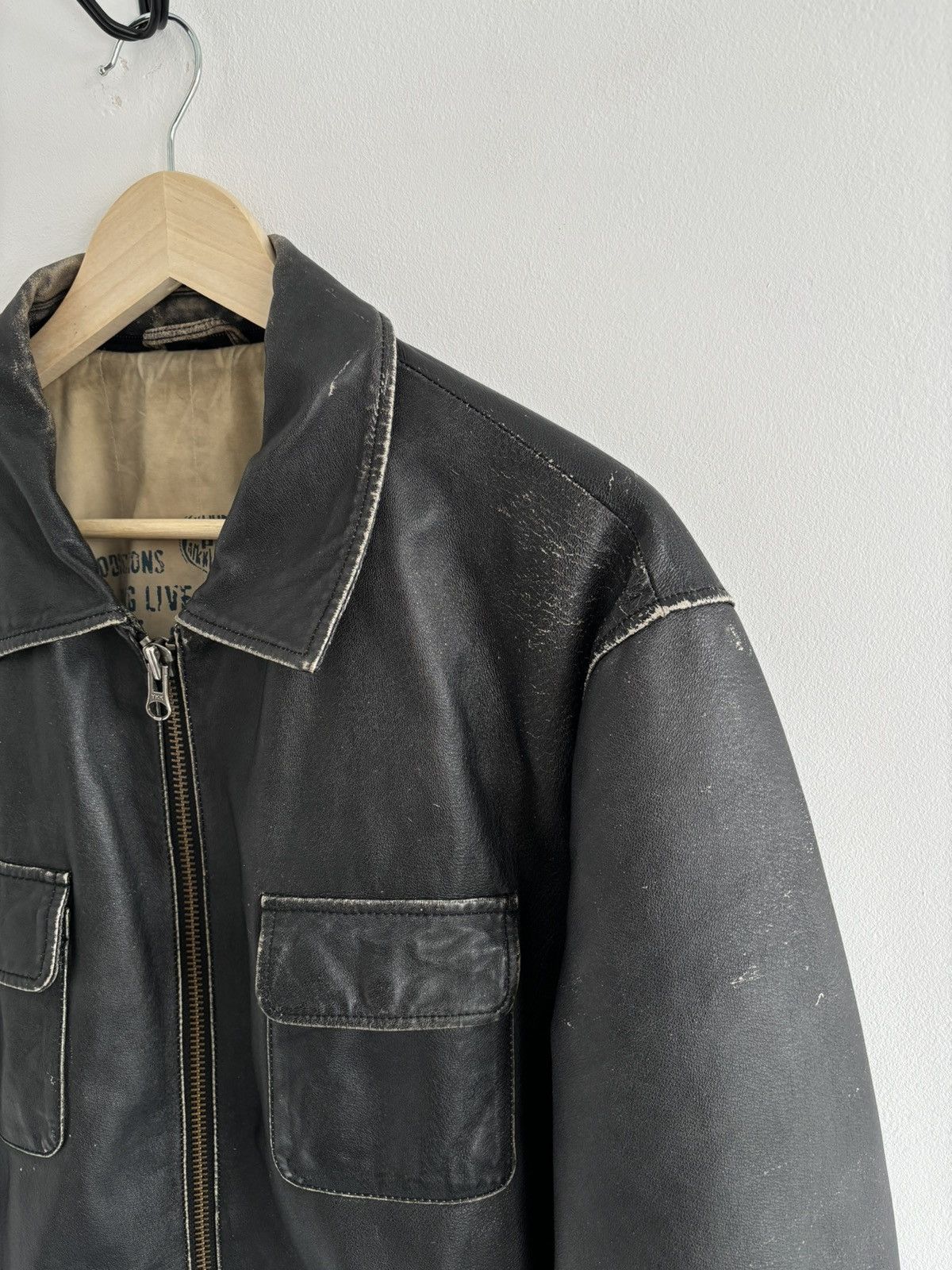 Genuine Leather Vintage Real Leather Faded Chest Pocket Jacket Size US L / EU 52-54 / 3 - 6 Thumbnail