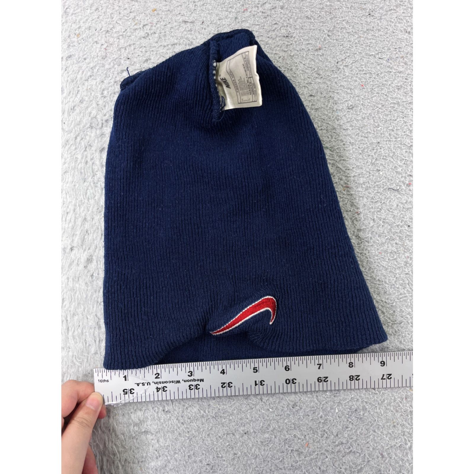 Nike Nike Beanie Toque Adult One Size Blue Red Knit Swoosh 100% Acrylic Outdoor Sports Men Beanie Size ONE SIZE - 4 Thumbnail