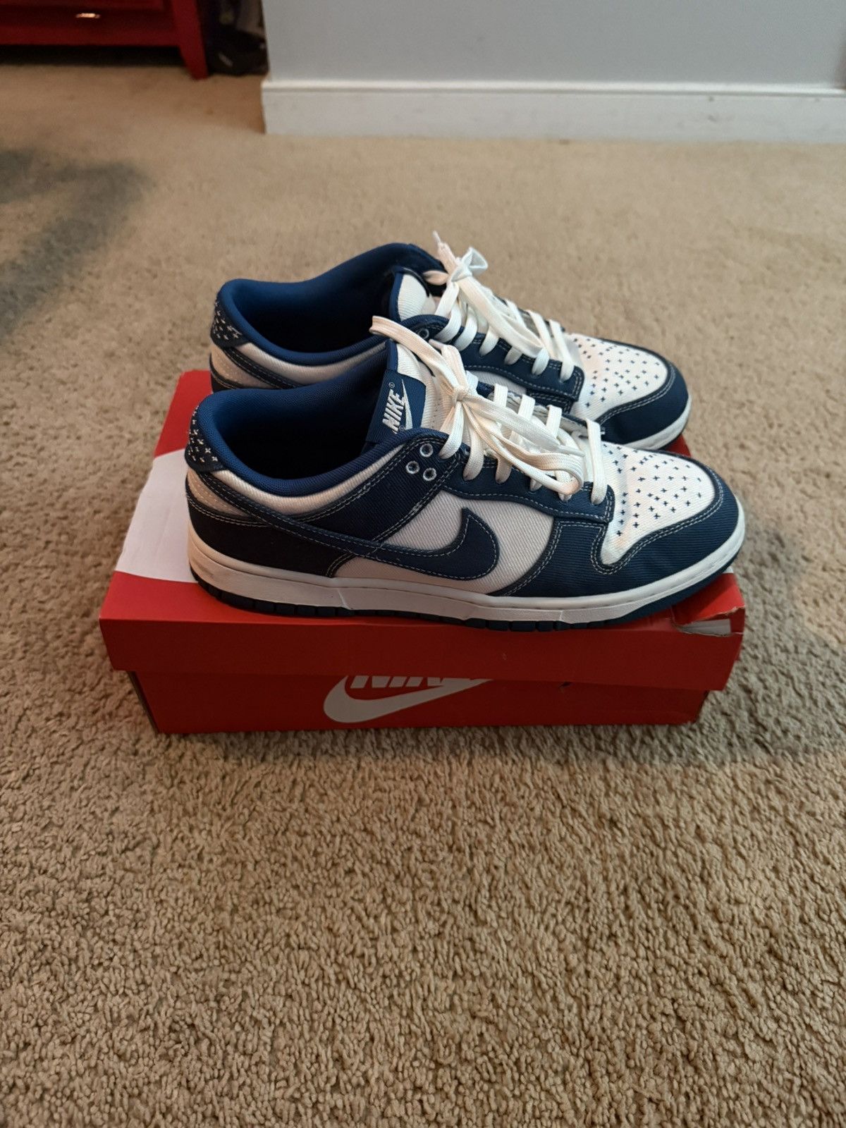 Nike Blue and White Nike Dunks Size US 11 / EU 44 - 3 Thumbnail