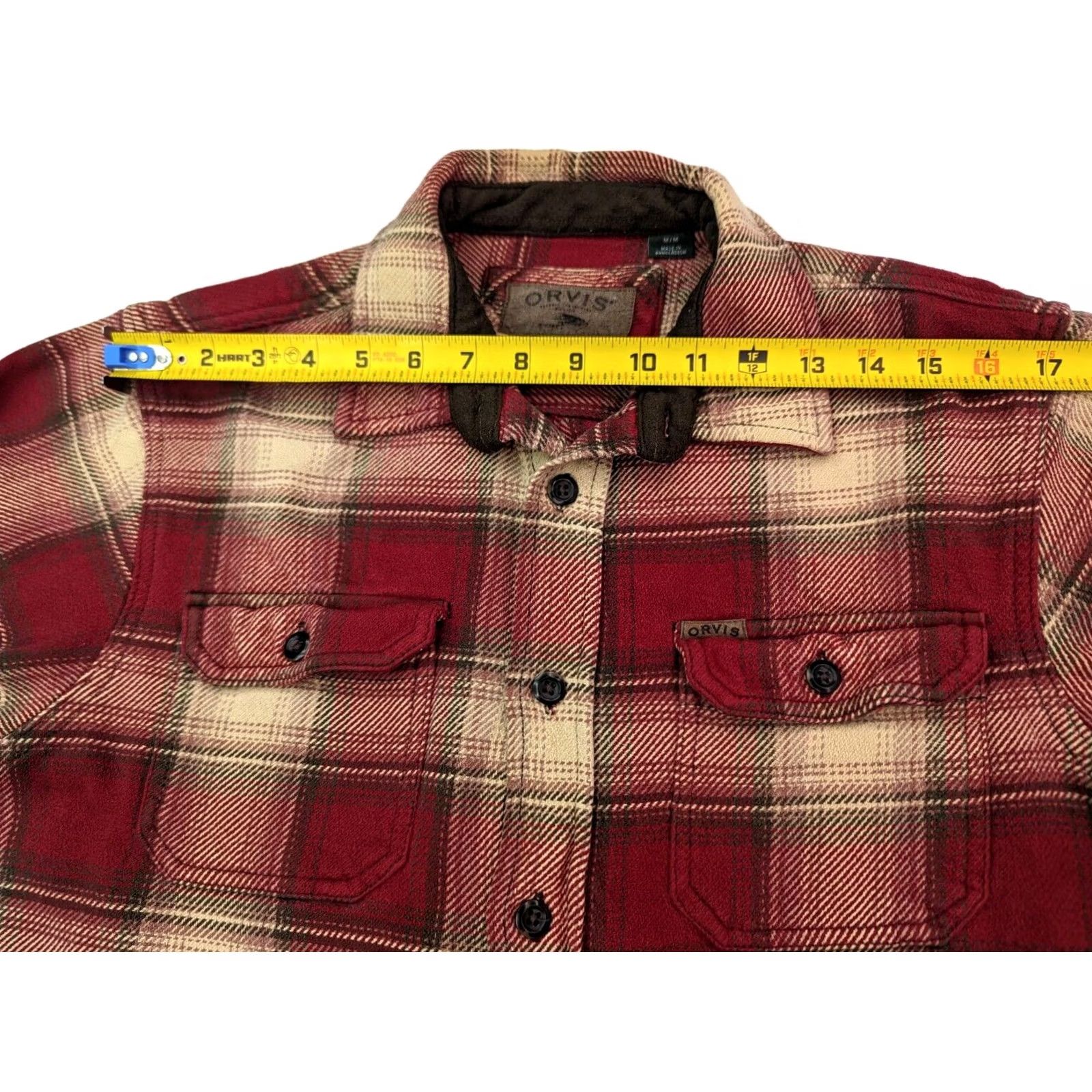 Orvis Orvis Plaid Heavy Flannel Shirt Jacket Men MED Red Check Button-Up Shacket Size US M / EU 48-50 / 2 - 7 Thumbnail