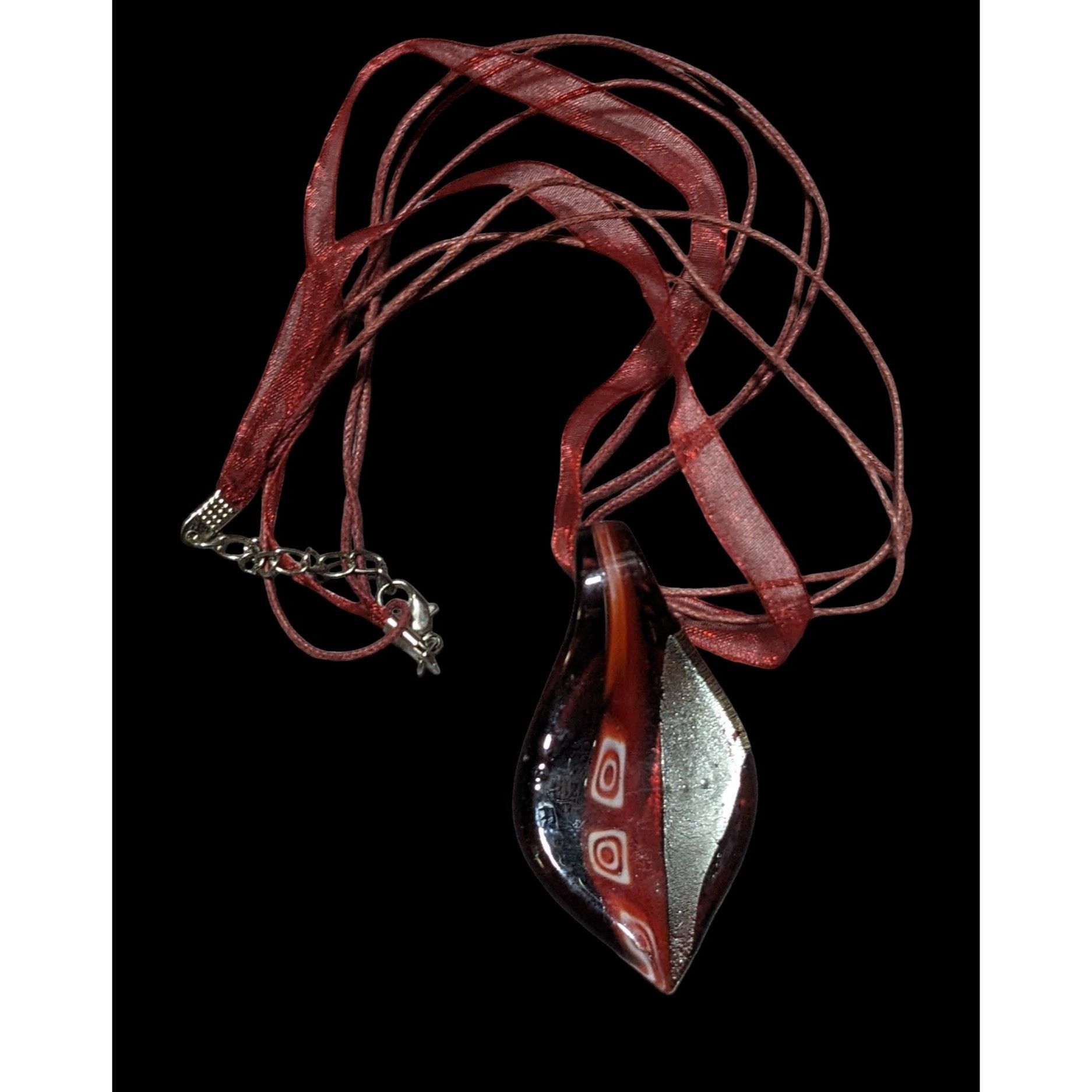 Other Red And Black Glass Leaf Pendant Necklace Size ONE SIZE - 1 Thumbnail