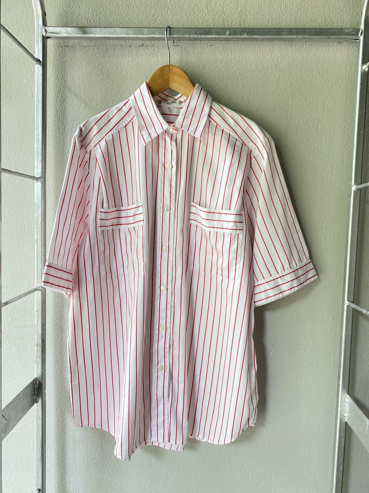 Celine Celine vintage white/red striped pocket shirt Size M / US 6-8 / IT 42-44 - 10 Thumbnail