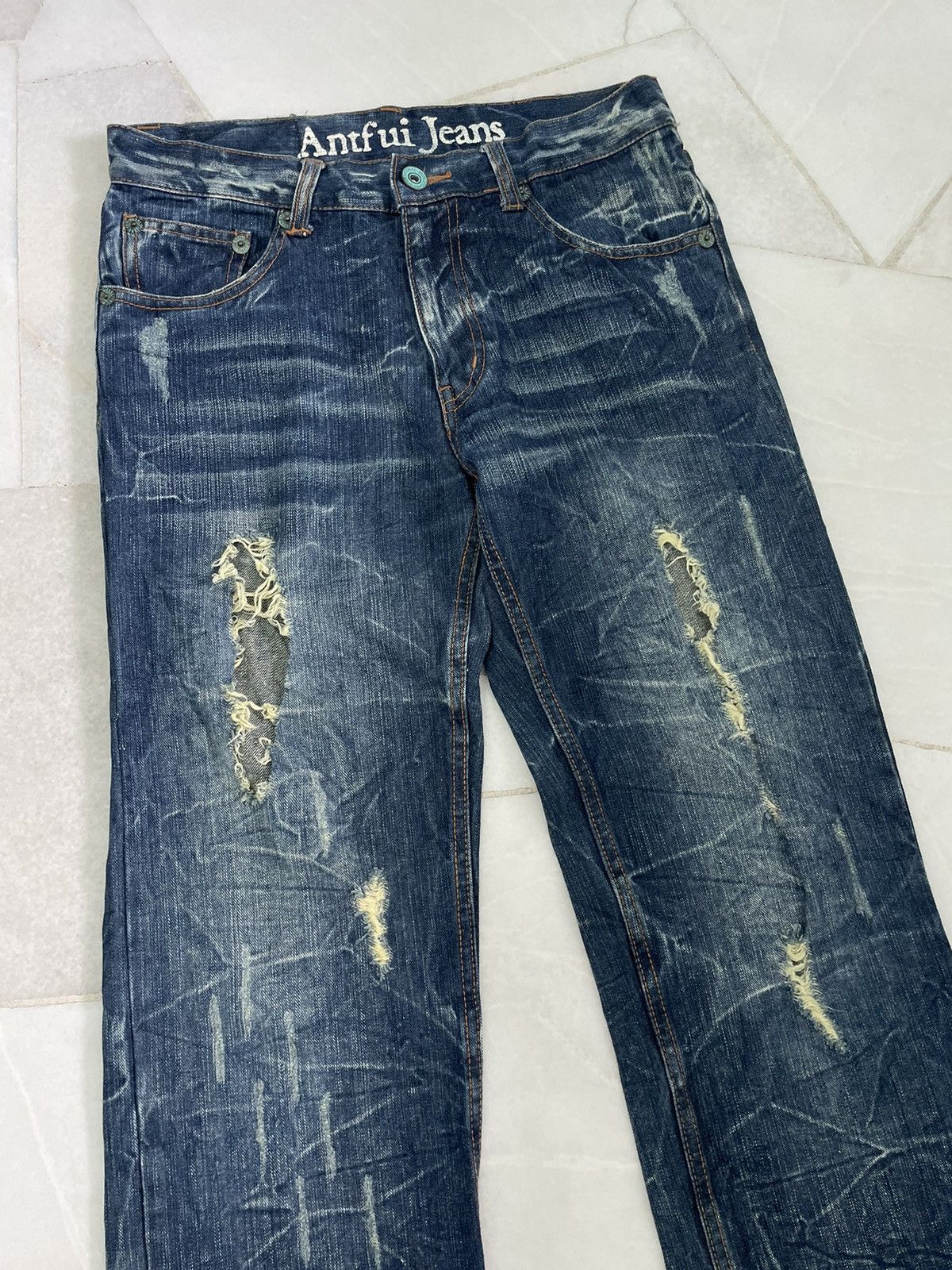 Japanese Brand × Jean Vintage distressed & thrash japanese jeans Size US 30 / EU 46 - 4 Thumbnail
