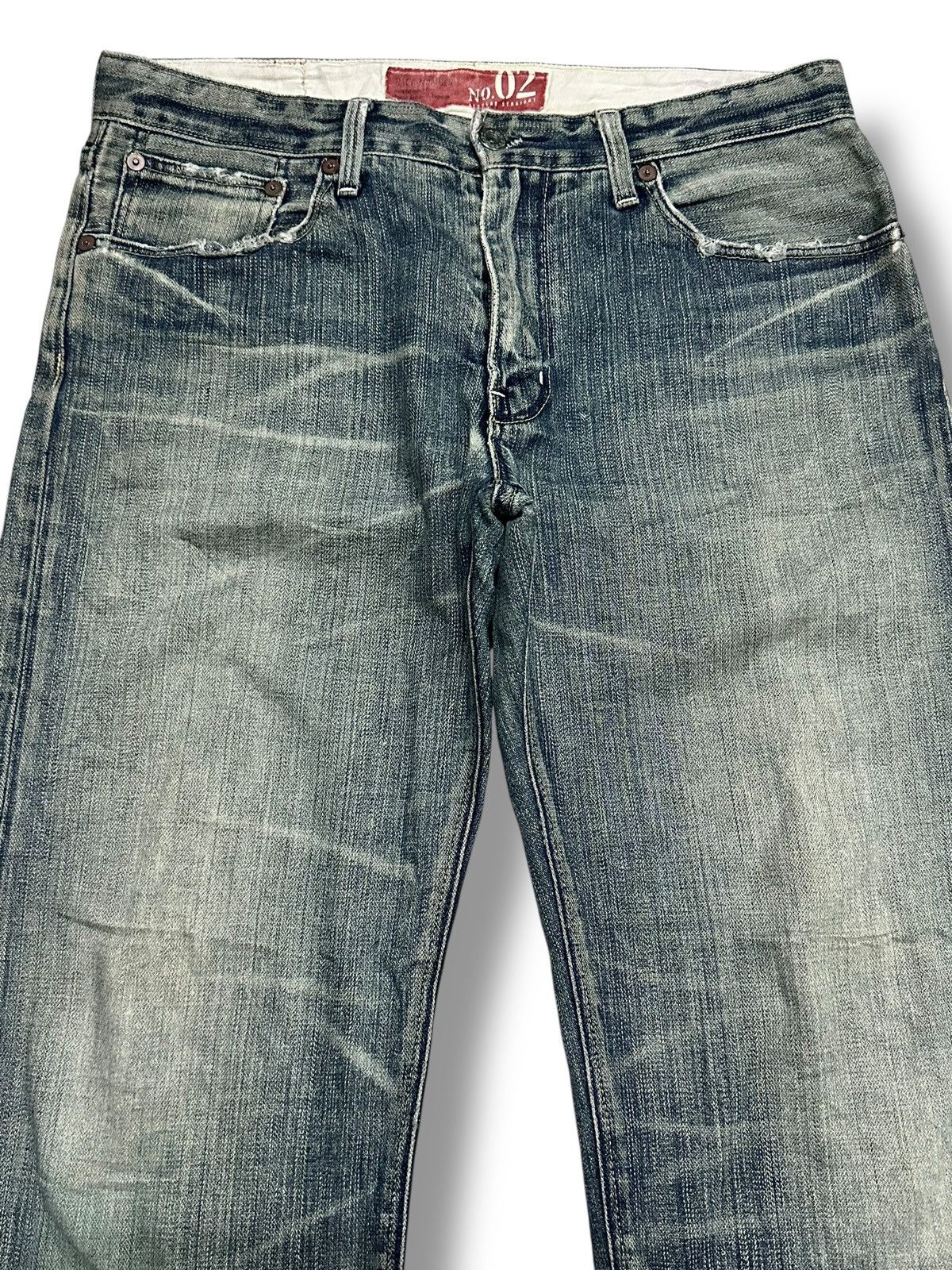 Japanese Brand Vintage Back Number 02 Baggy Loose Style Faded Wash Size US 33 - 3 Thumbnail