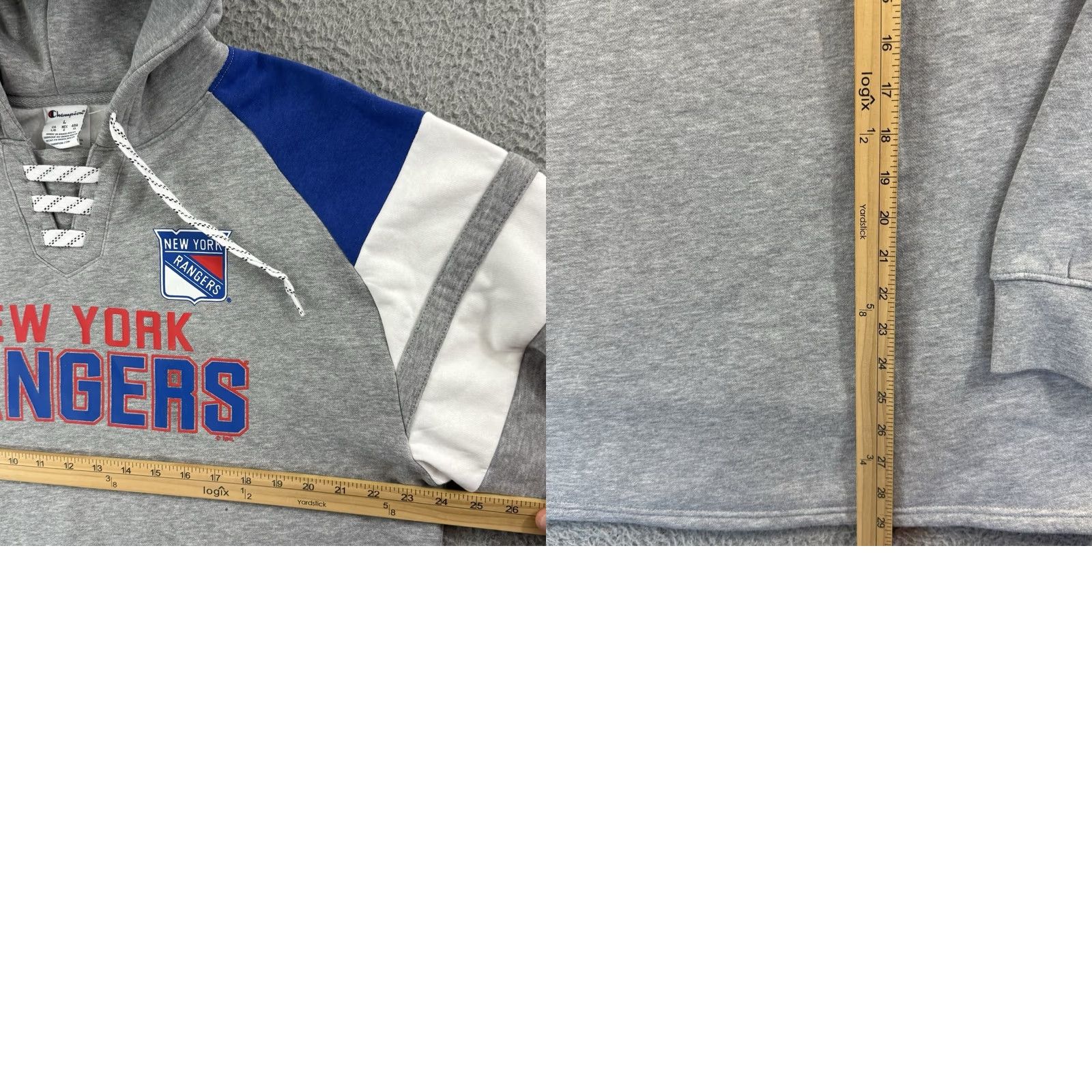 Champion VINTAGE Champion Reverse Weave Hoodie Men Large Gray NHL Hockey 90s Sports Logo Graphic Print Fire Heavyweight Sweatshirt Size US L / EU 52-54 / 3 - 8 Thumbnail