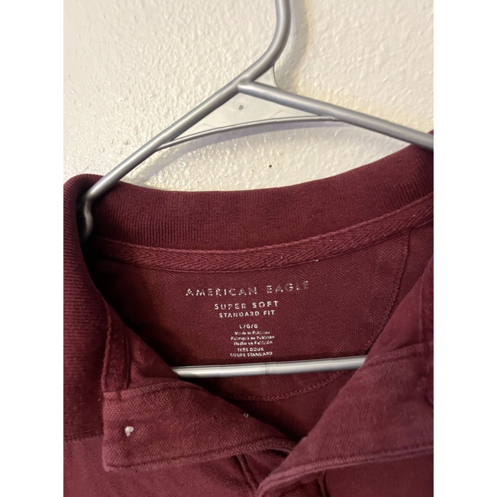 American Eagle Outfitters AMERICAN EAGLE OUTFITTERS Polo Shirt Men L Maroon Short Sleeve Button Collar Cotton Blend Super Soft Activewear Golf Shirt Regular Size Type: Regular Size US L / EU 52-54 / 3 - 3 Thumbnail